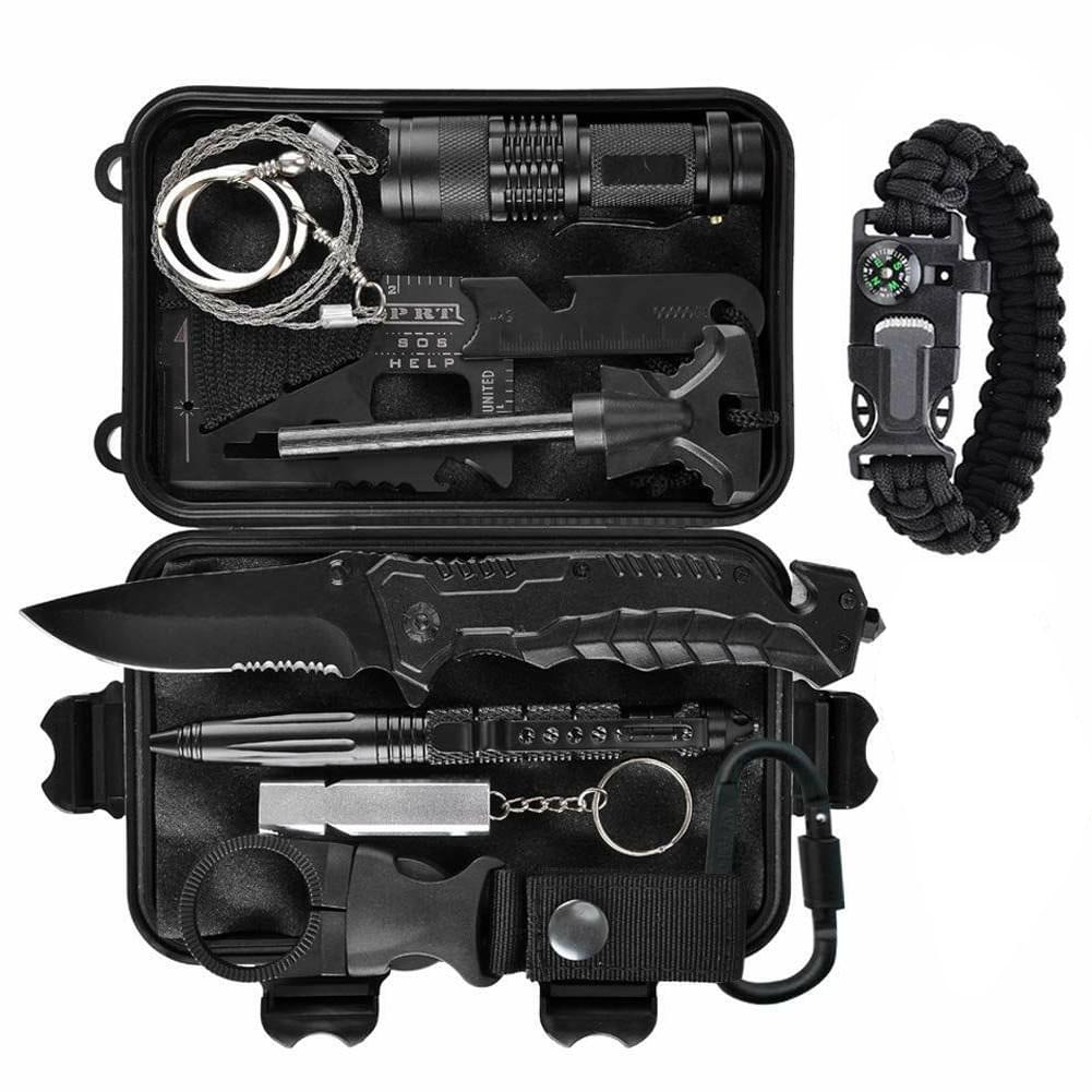 Kit supravietuire, trusa tactica 9 in 1, pentru camping, drumetie, outdoor, pescuit, vanatoare, onuvio®