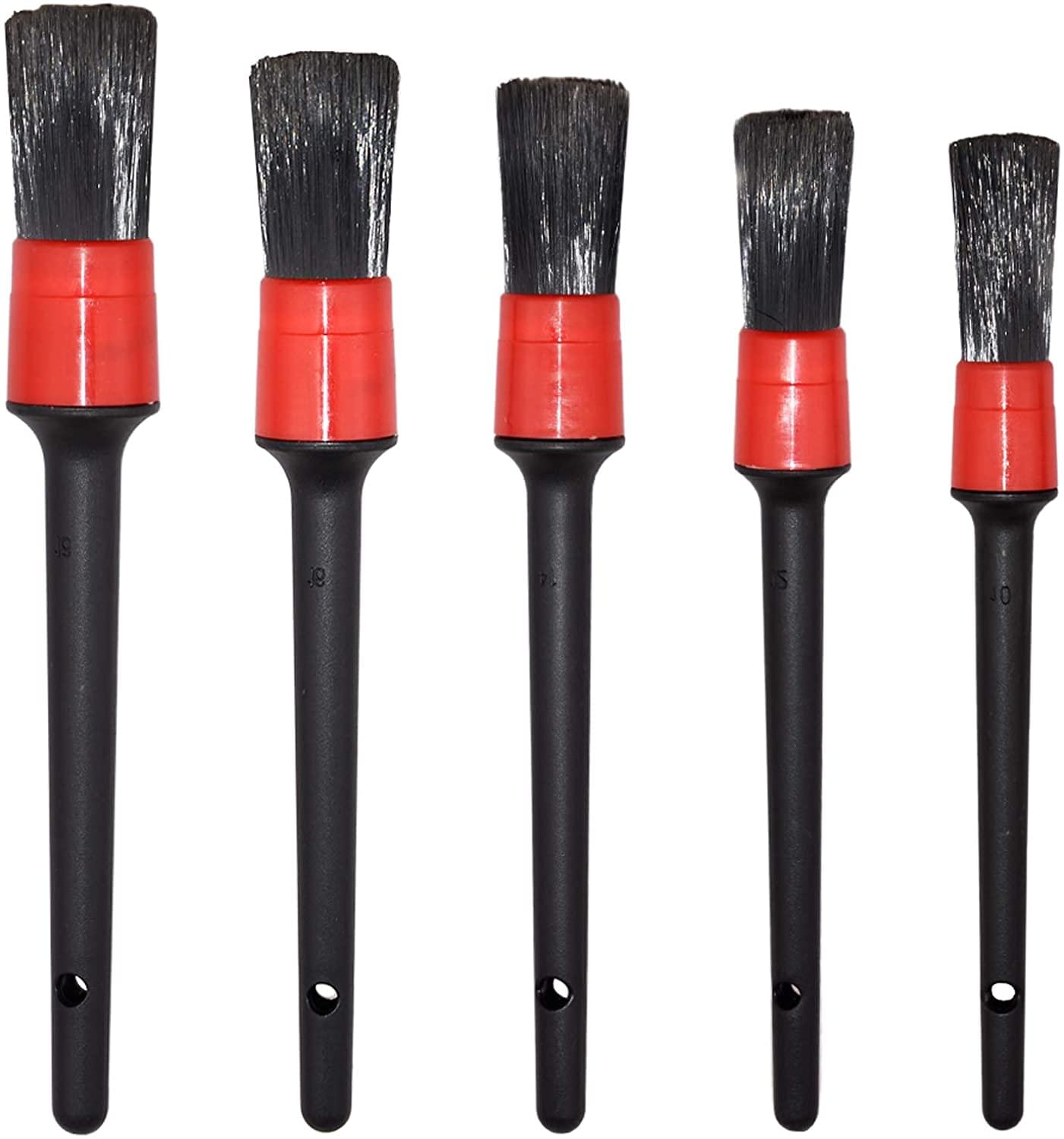 Set 5 pensule din par natural sau nylon premium, pentru detailing auto interior, exterior, jante și spatii greu accesibile, mărimi și grosimi diferite, onuvio® - nylon premium