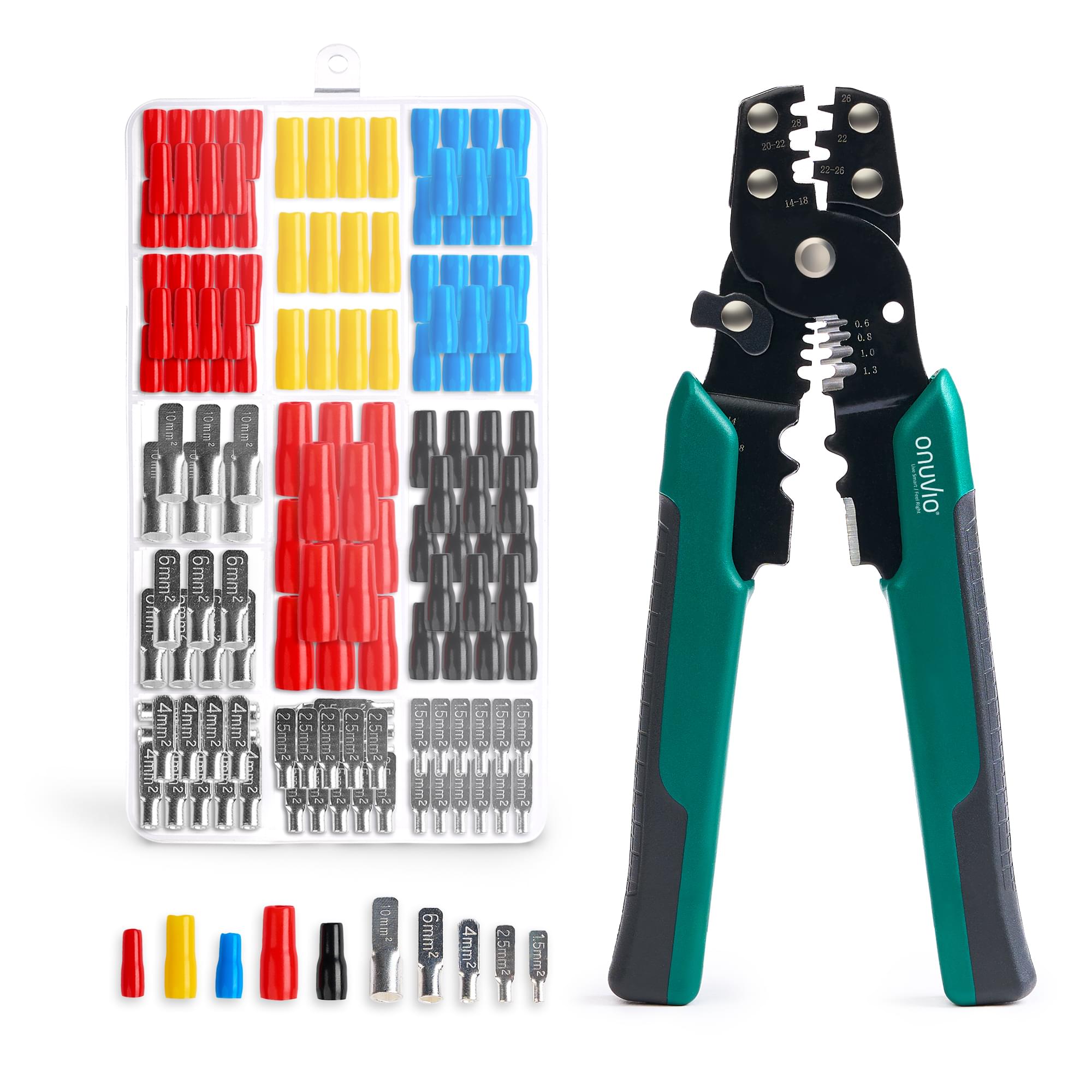 Cleste de Sertizat, Dezizolat si taiat Onuvio®, cu set 260 accesorii capete terminale tip C45 pentru lucrari electrice