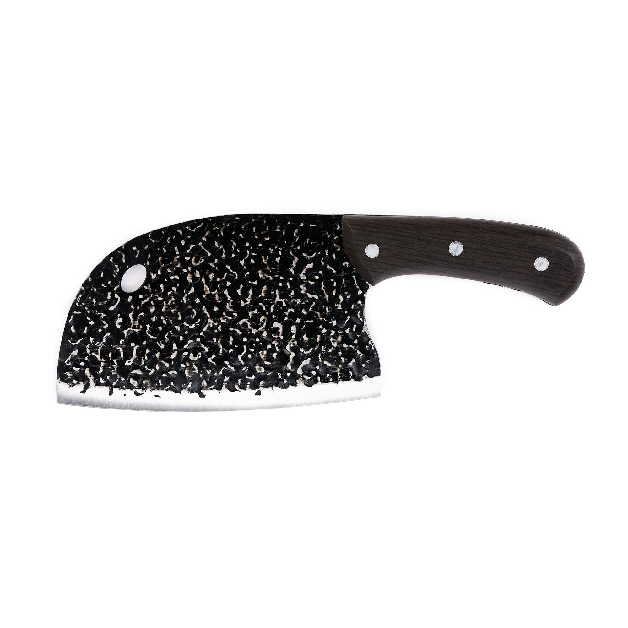 Cutit incepatori  tip satar almazan, onuvio®,  universal pentru bucătărie, feliat, tranșat, tocat, otel carbon, lama forjata, 250mm - negru