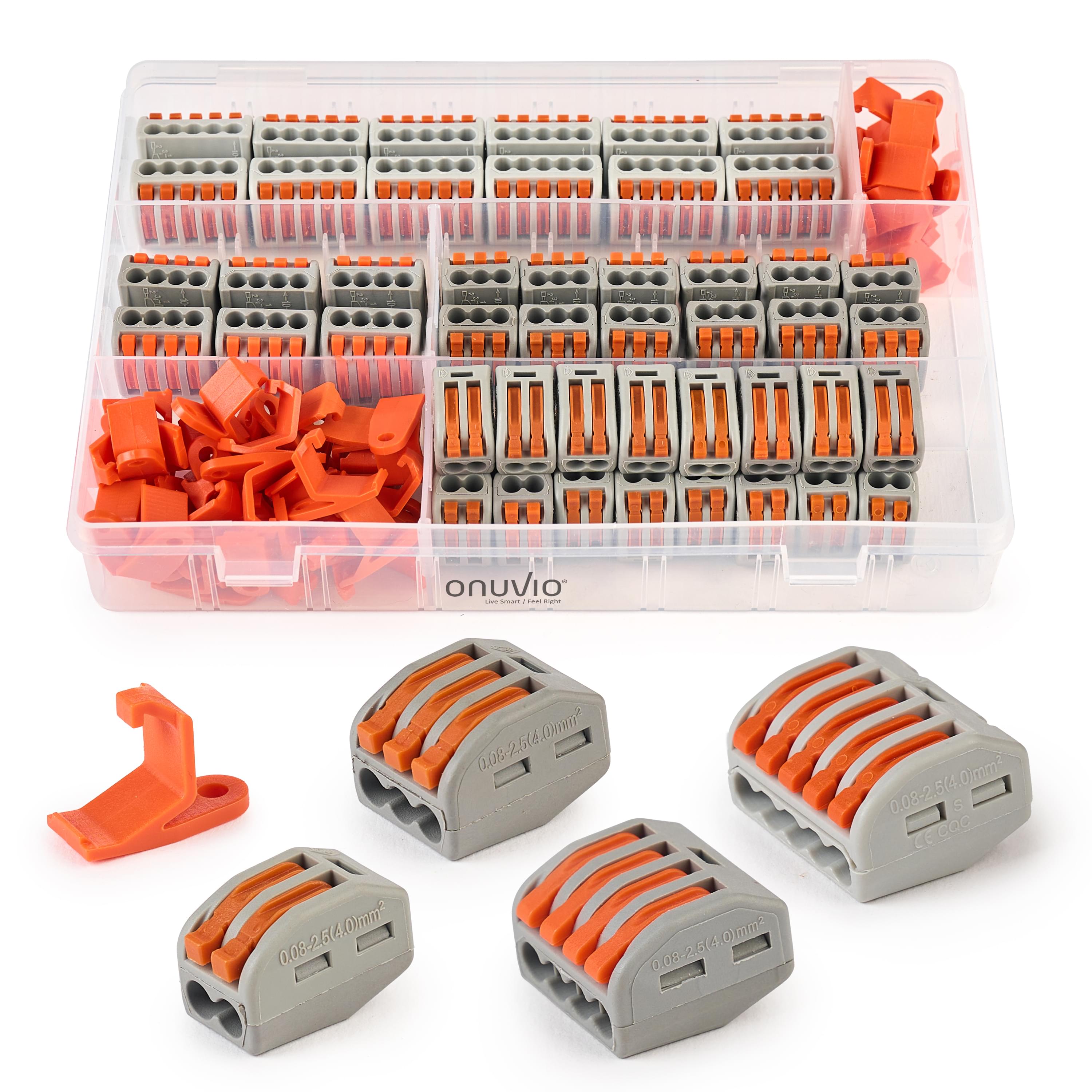 Set 54 conectori rapizi si cleme prindere, reglete rapide cu levier pentru instalatii electrice cu 2, 3, 4 si 5 pini, tip 222