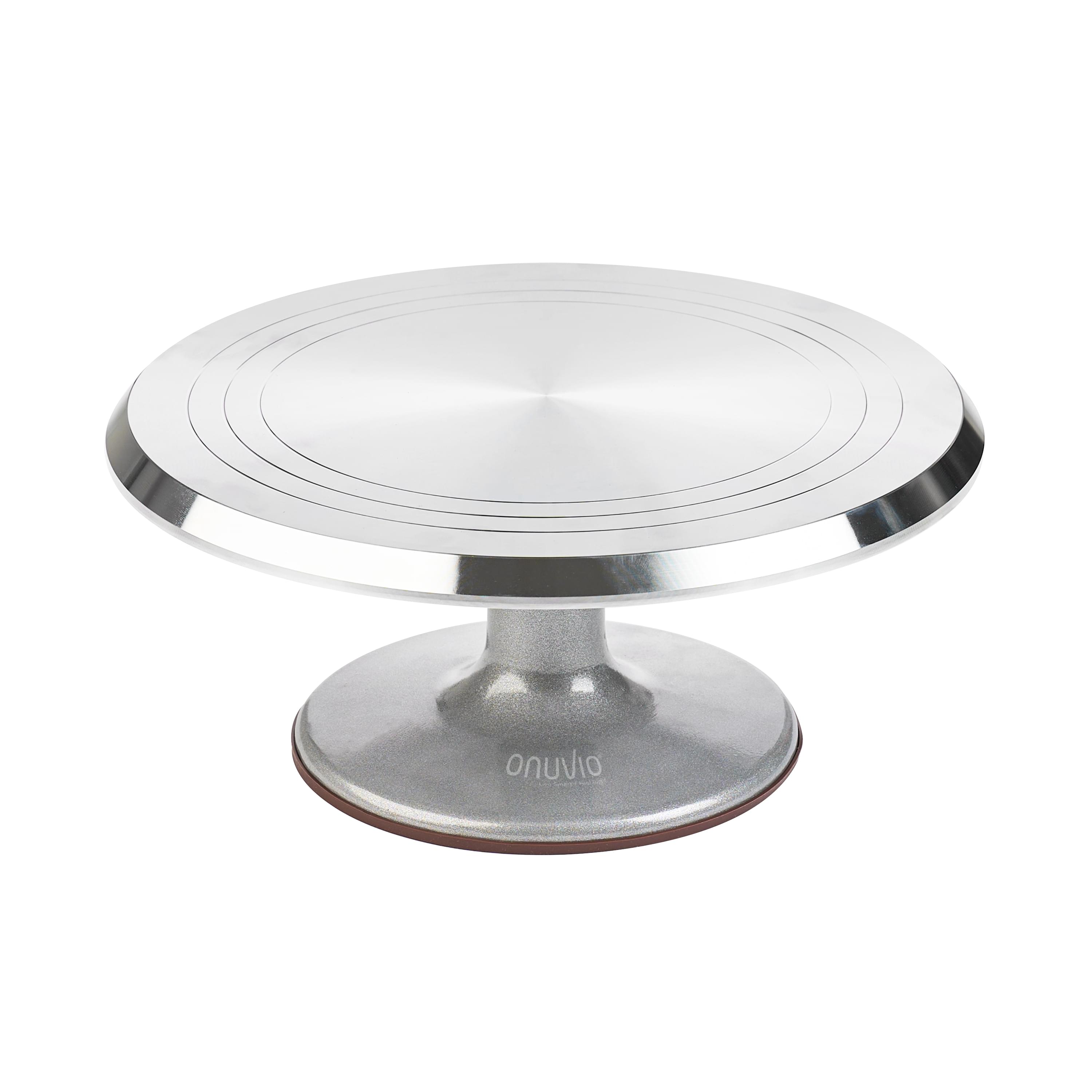 Platou Rotativ Onuvio® pentru Ornat Torturi, Cofetărie și Patiserie, Aliaj de Aluminiu, Bază Antiaderentă, Stabil, Ușor de Curățat, 30 cm, 1.8 kg
