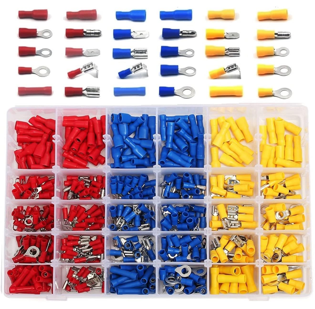 Set 480 Bucati Conectori Electrici Izolati Onuvio®, Compatibili Cleste Sertizare, Diferite Modele Tip Mama-Tata, Cutie Compartimentata, Ideal pentru Auto, Ambarcatiuni, Electronice, Proiecte DIY