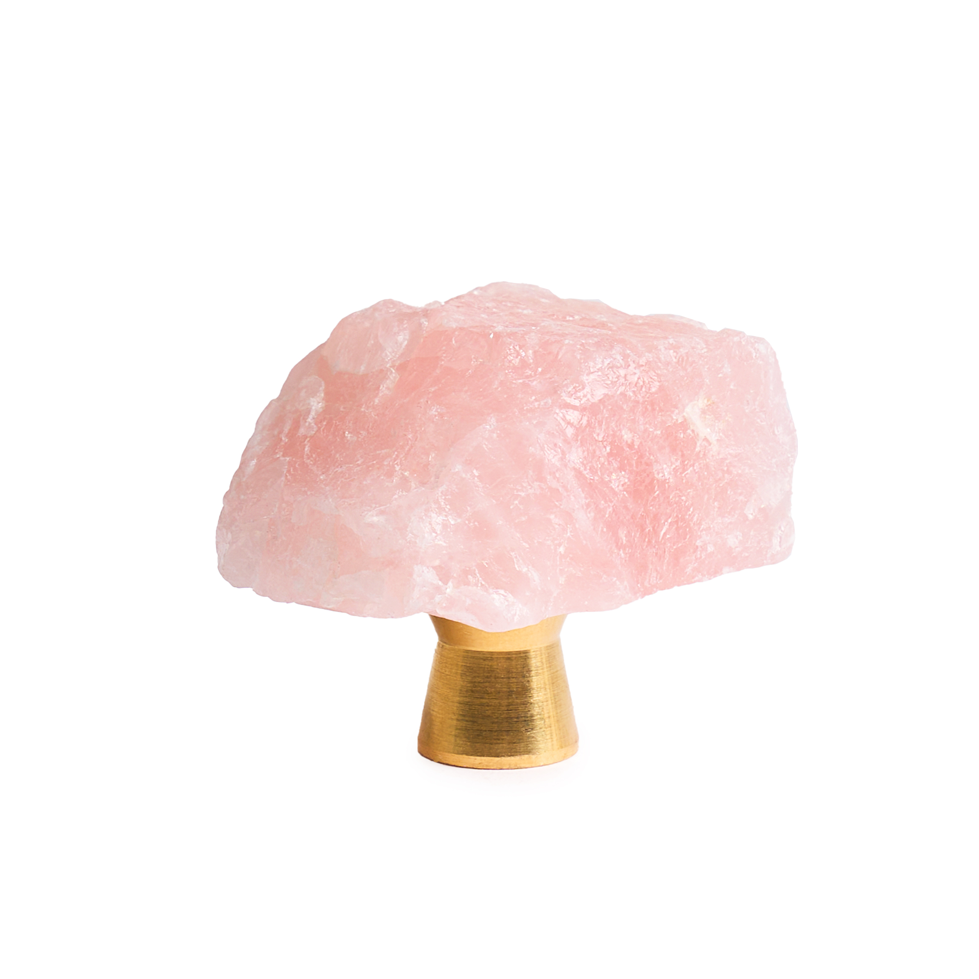 Maner mobilier tip buton onuvio™ din cristal natural și piatră semiprețioasă cu bază din alamă - design unic hand-made, model m03 - roz