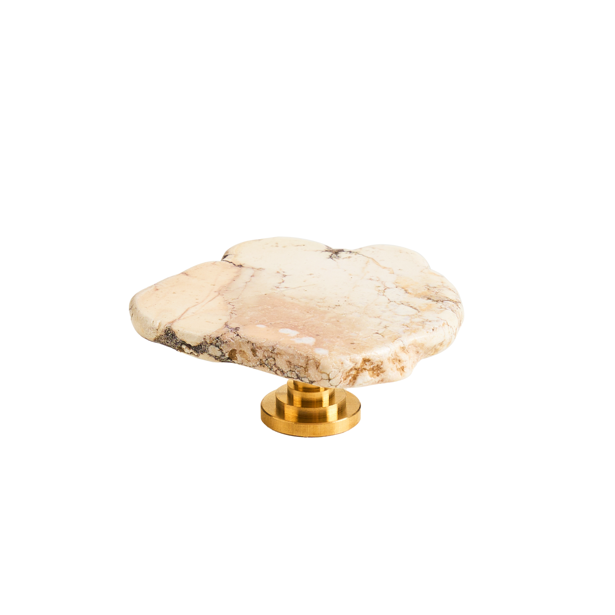 Maner mobilier tip buton onuvio™ din cristal natural și piatră semiprețioasă marime xl cu bază din alamă - design unic hand-made, model m10 - alb perlat