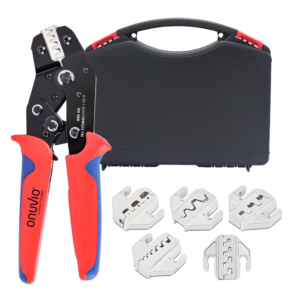Cleste Profesional Onuvio®, Multifunctional, Pentru Sertizare cu 5 Falci Interschimbabile, Geanta transport,  0.25-1.5mm / 23-16 AWG