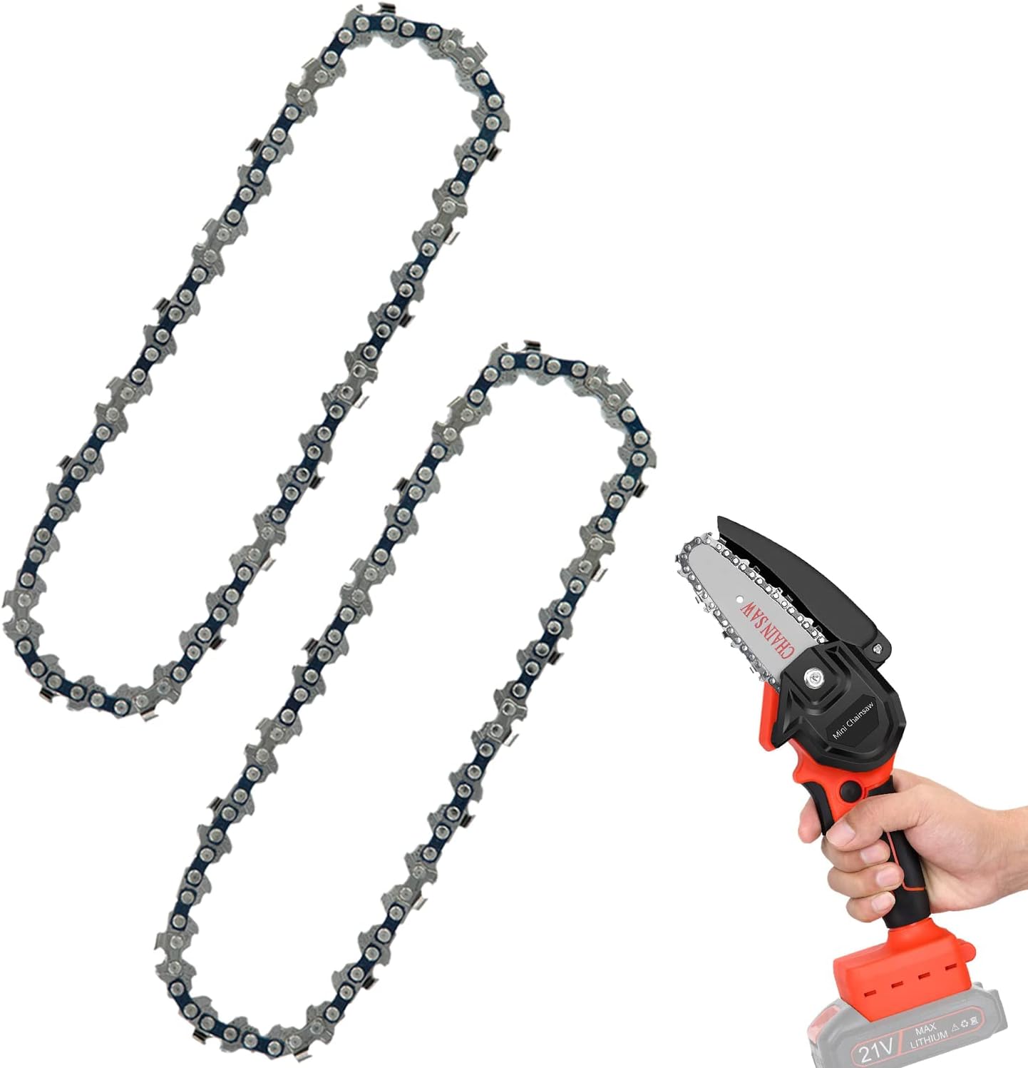 Set 2 Bucati Lant Minifierastrau sau drujba electrica portabila, 6 inch, 18 dinti, 37 zale, pas 1/4, Onuvio®