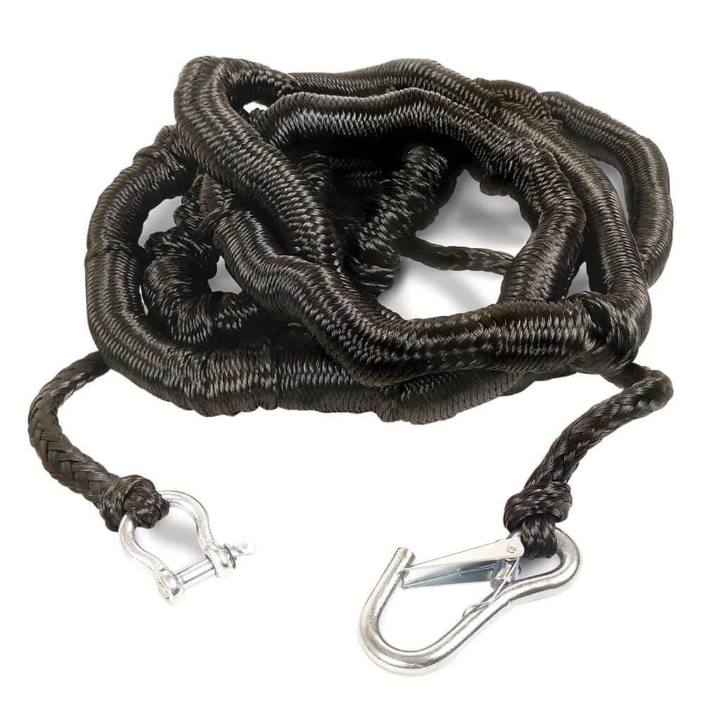 Coarda elastica bungee, paramă 15m pentru barcă – mooring extensibil, ancorare ponton și jet ski, amortizare șocuri - negru