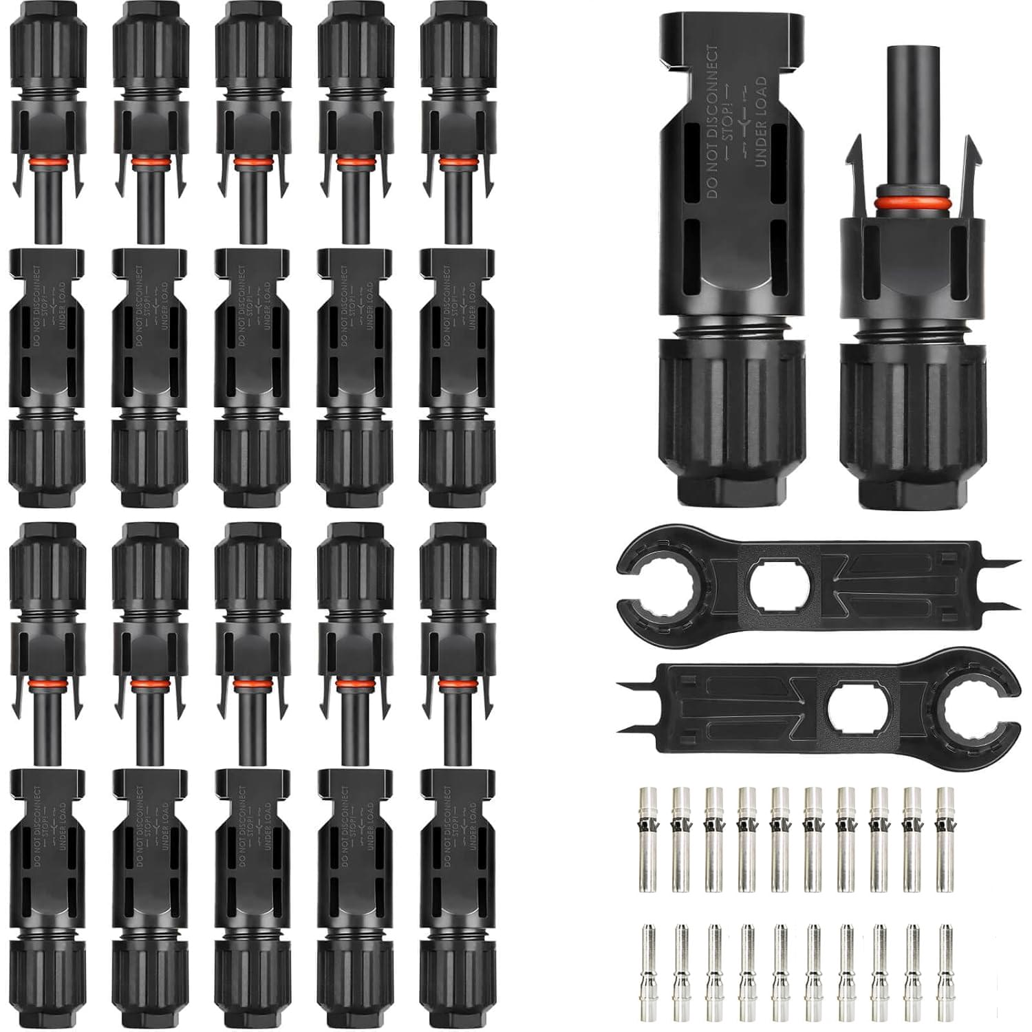 Set 10 Conectori MC4 Onuvio® pentru Panouri Solare Fotovoltaice, Mamă/Tată, 1000V 45A, Certificare CE RoHS, Rezistent la apa IP67
