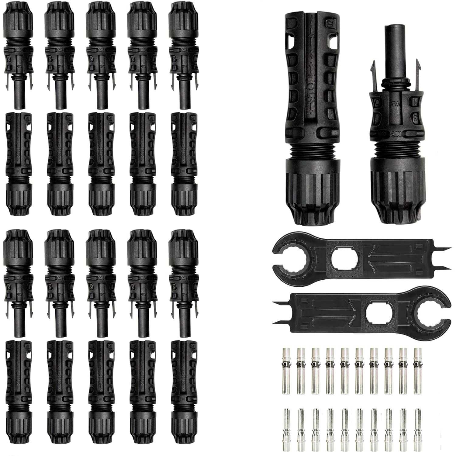 Set 10 Conectori MC4 EVO2 Onuvio® pentru Panouri Solare Fotovoltaice, Mamă/Tată, 1500V 45A, Certificare CE RoHS, Rezistent la apa IP67