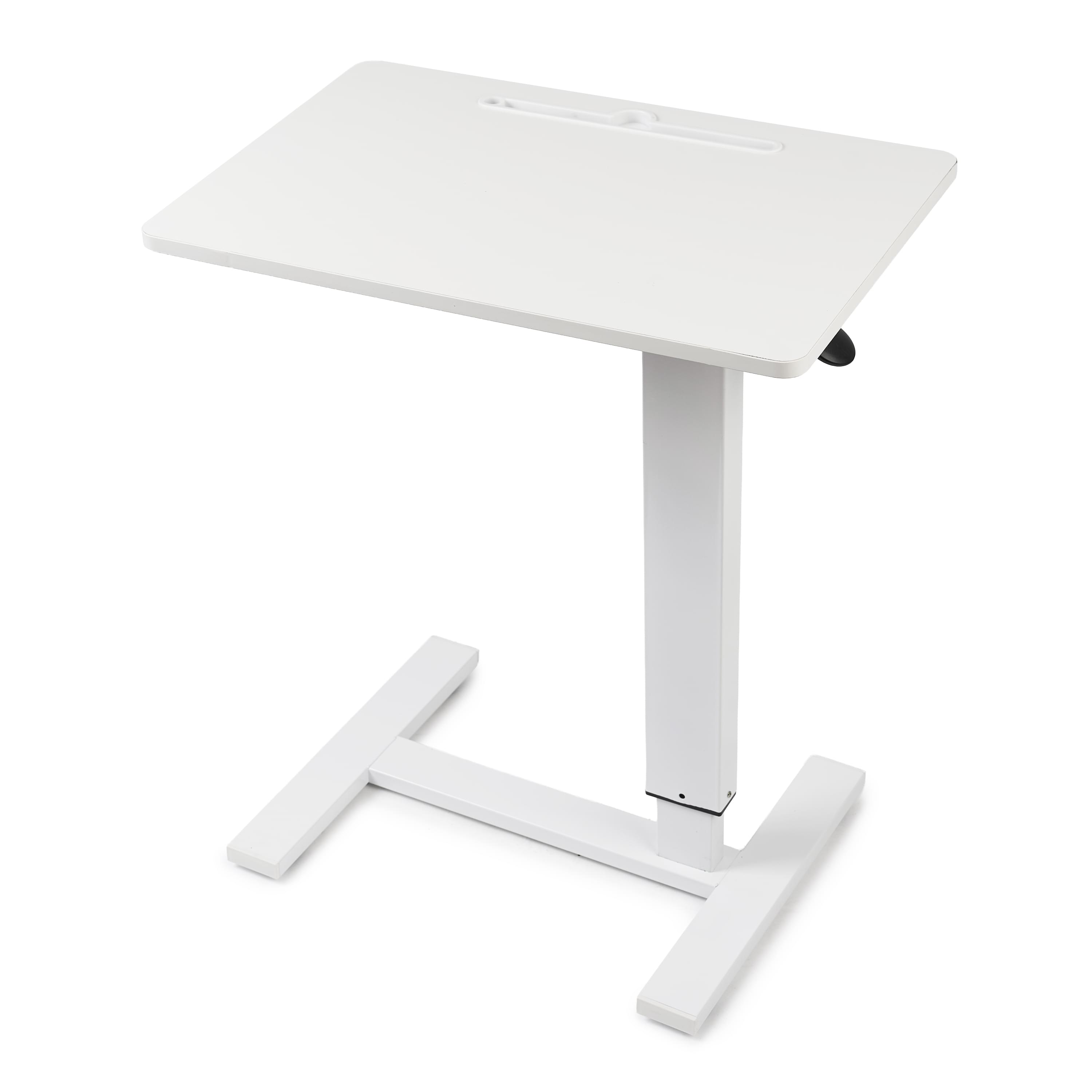 Masa reglabila pe inaltime cu lift pneumatic, cu roti – blat 60x40 cm, inaltime 66–90 cm, masa laterala pentru pat/canapea, onuvio® - alb