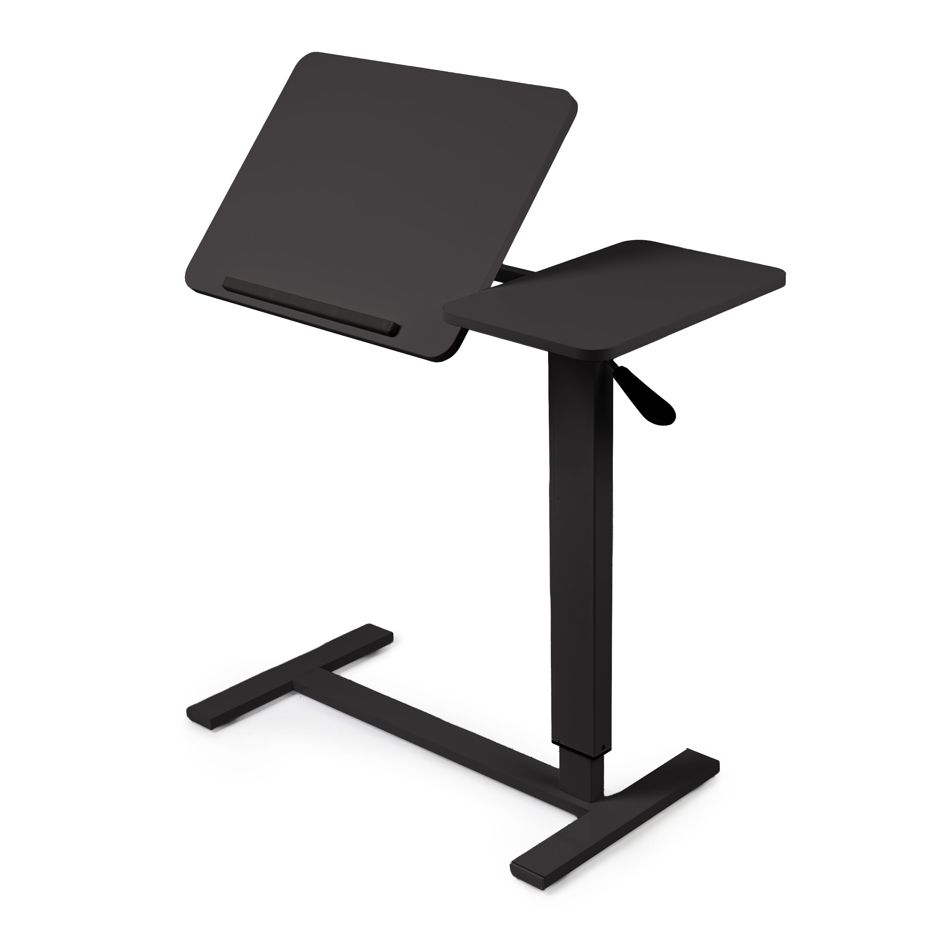 Masa reglabila pe inaltime cu lift pneumatic, blat 80x40 cm in 2 parti (inclinabil + rabatabil pentru depozitare), cu roti, 66–90 cm, baza tip „c” pentru pat/canapea, onuvio® - negru