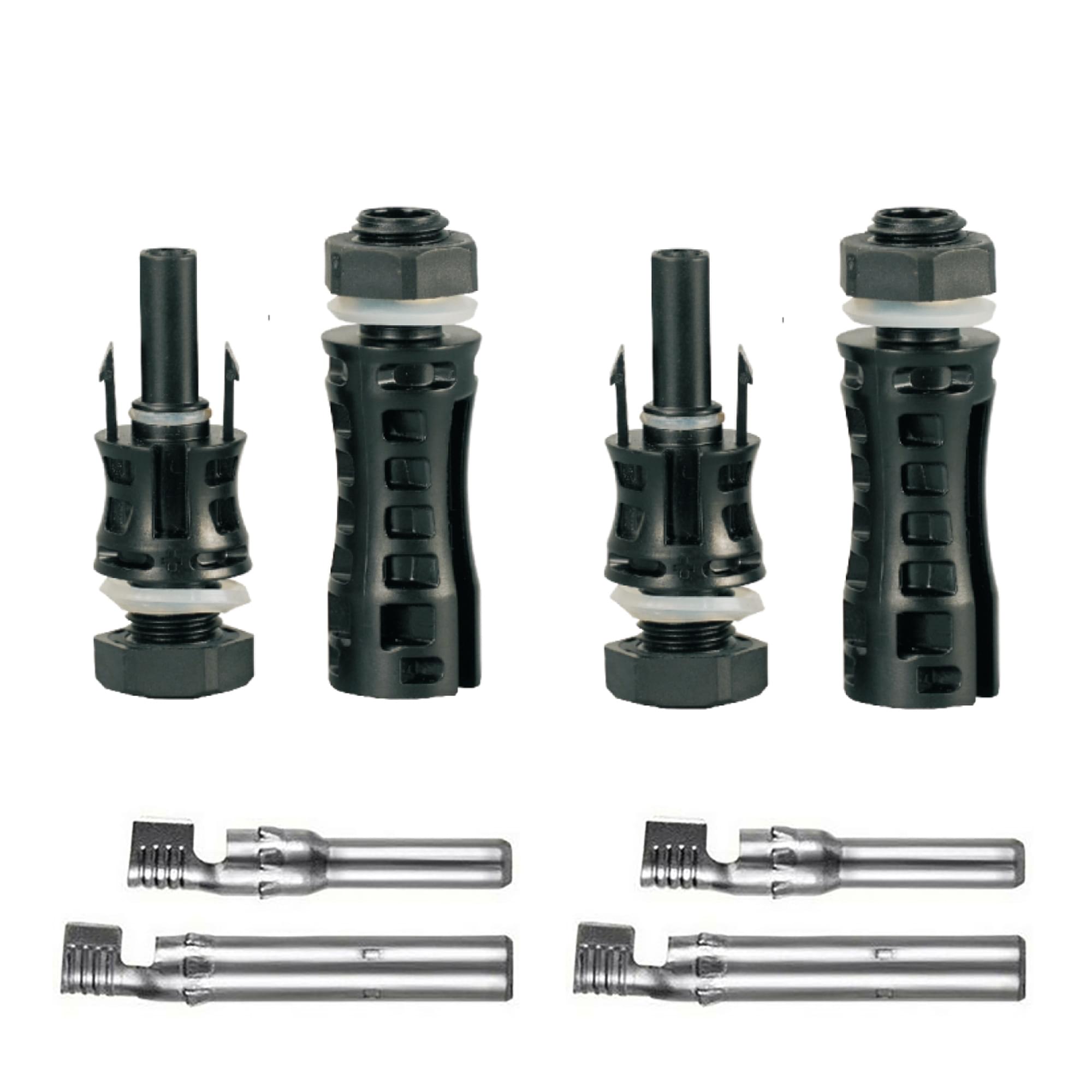 Set 4 conectori MC4 panel-mount EVO2 M+F Onuvio – 1500V 30A, trecere prin panou pentru cutii de distributie si panouri electrice, cablu solar 2.5–6 mm2, kit 2 mama + 2 tata, cu piulita si O-ring