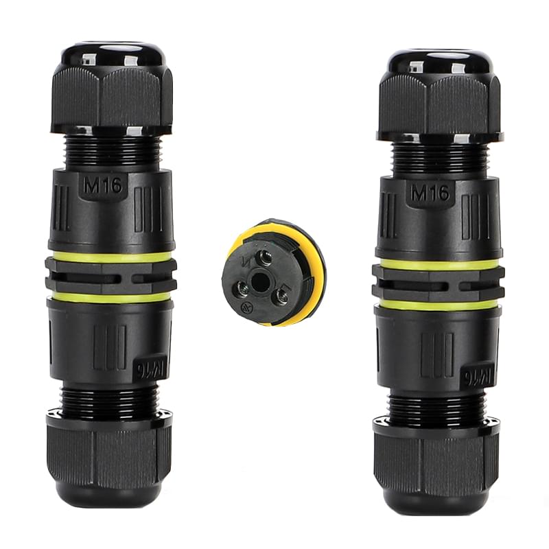 Set 2 buc, Conector in linie impermeabil IP68, exterior, M16, 3 poli, sectiune cablu 0.5-2.5 mm2, diametru cablu 3-6.5 mm - Onuvio®