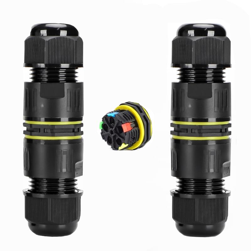 Set 2 buc, Conector in linie impermeabil IP68, exterior, M20, 3 poli, sectiune cablu 0.5-2.5 mm2, diametru cablu 5-8 mm, prindere pe levier - Onuvio®