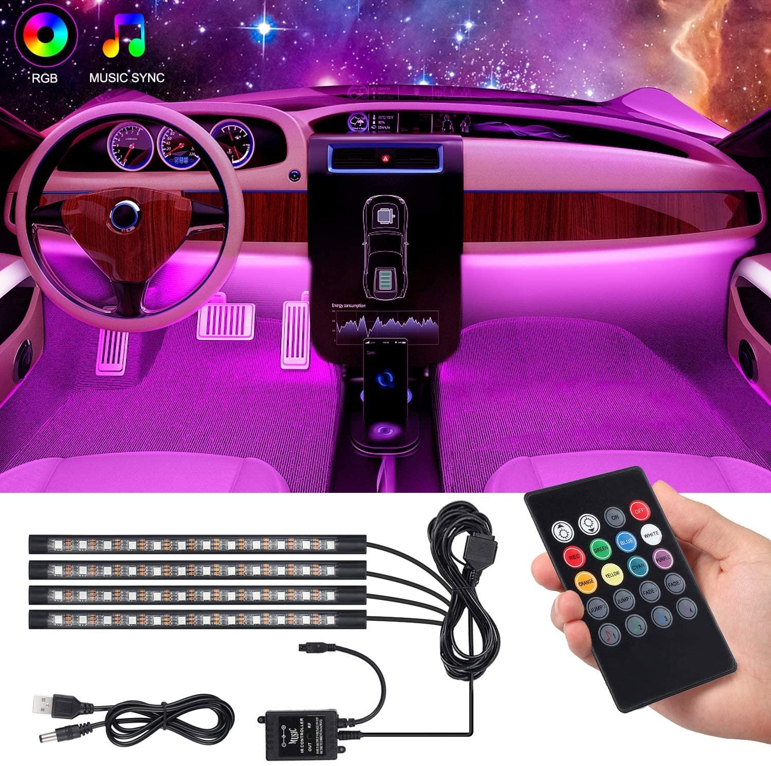 Set iluminare ambientala LED RGB SMD5050 pentru masina - automobile, Onuvio™