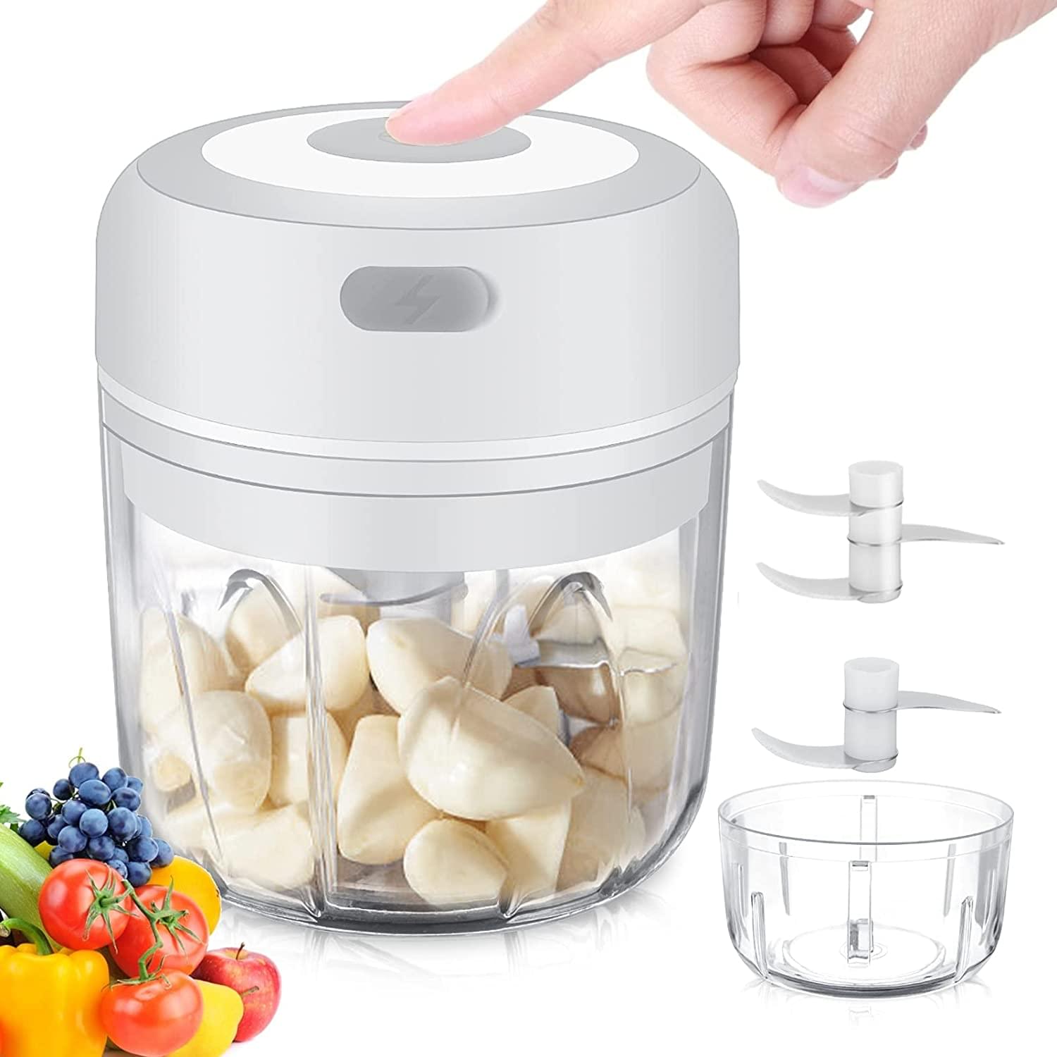 Set Mini Tocator electric fara fir, USB, capacitate mare, 3 lame, Onuvio™ 