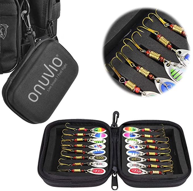 Set pescuit, lingurite rotative,16 piese, geanta transport impermeabila Onuvio®