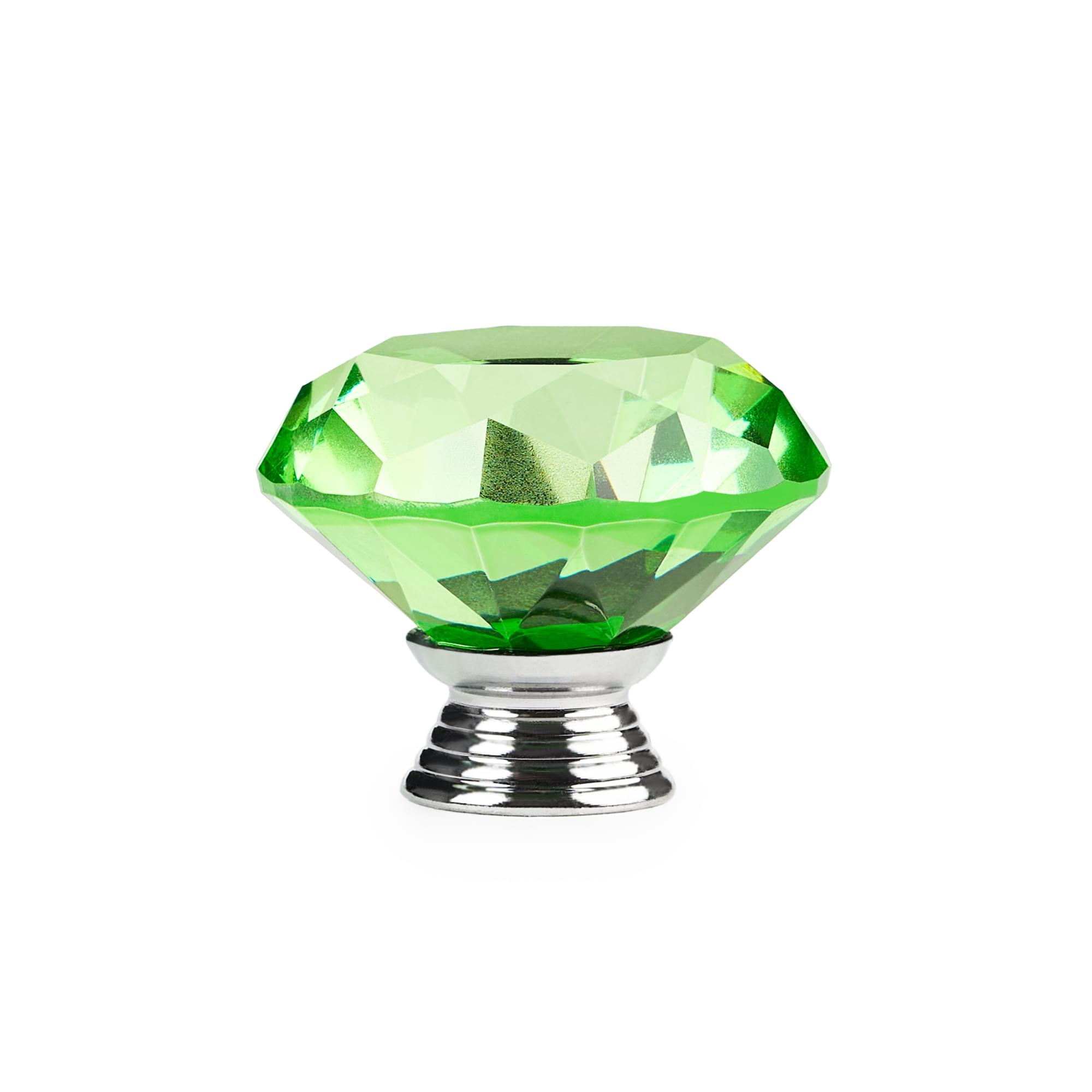 Buton maner mobilier onuvio™, forma diamant, diamond cut luxury, cristal k9, diametru 40mm, baza aliaj zinc aluminiu - verde
