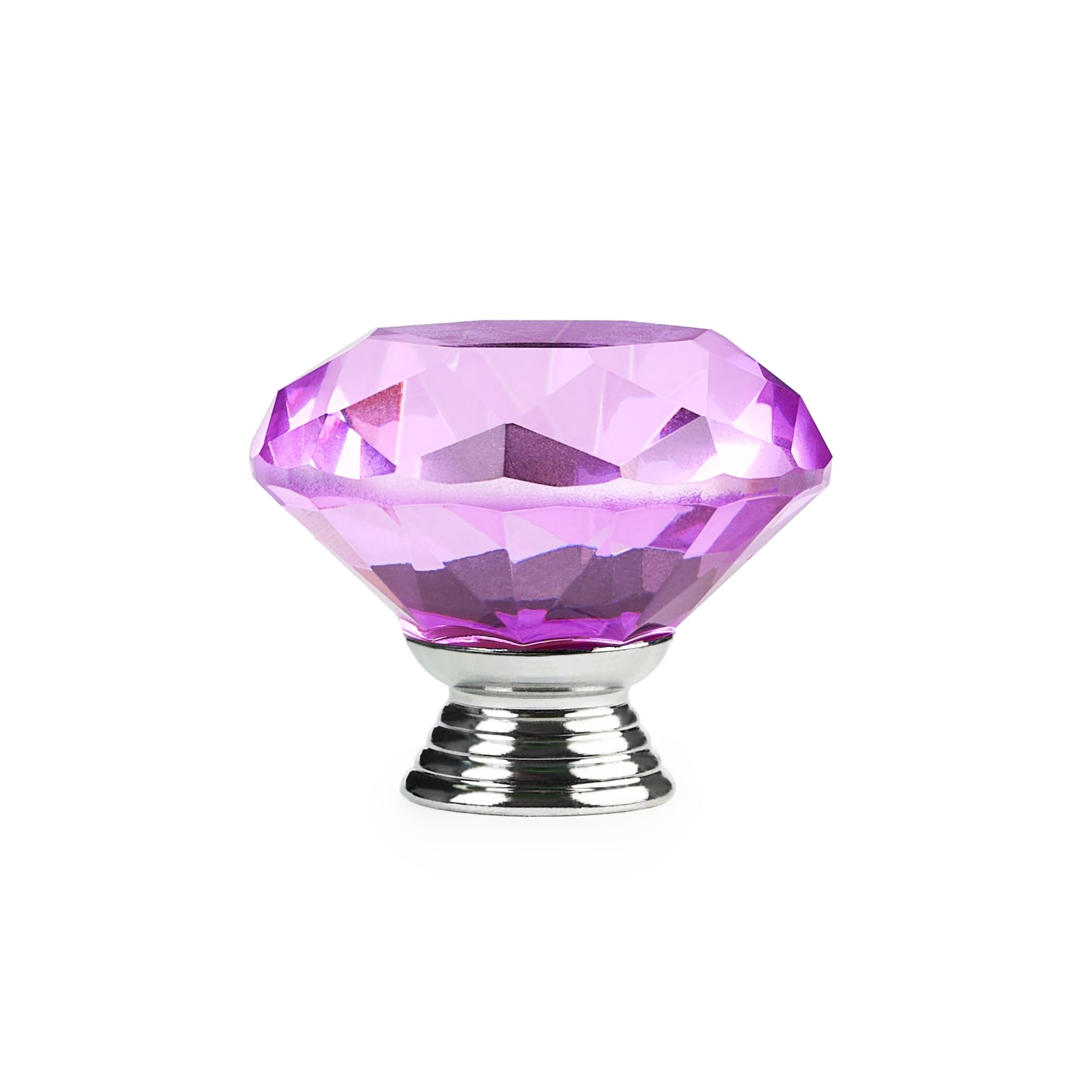 Buton maner mobilier onuvio™, forma diamant, diamond cut luxury, cristal k9, diametru 40mm, baza aliaj zinc aluminiu - mov