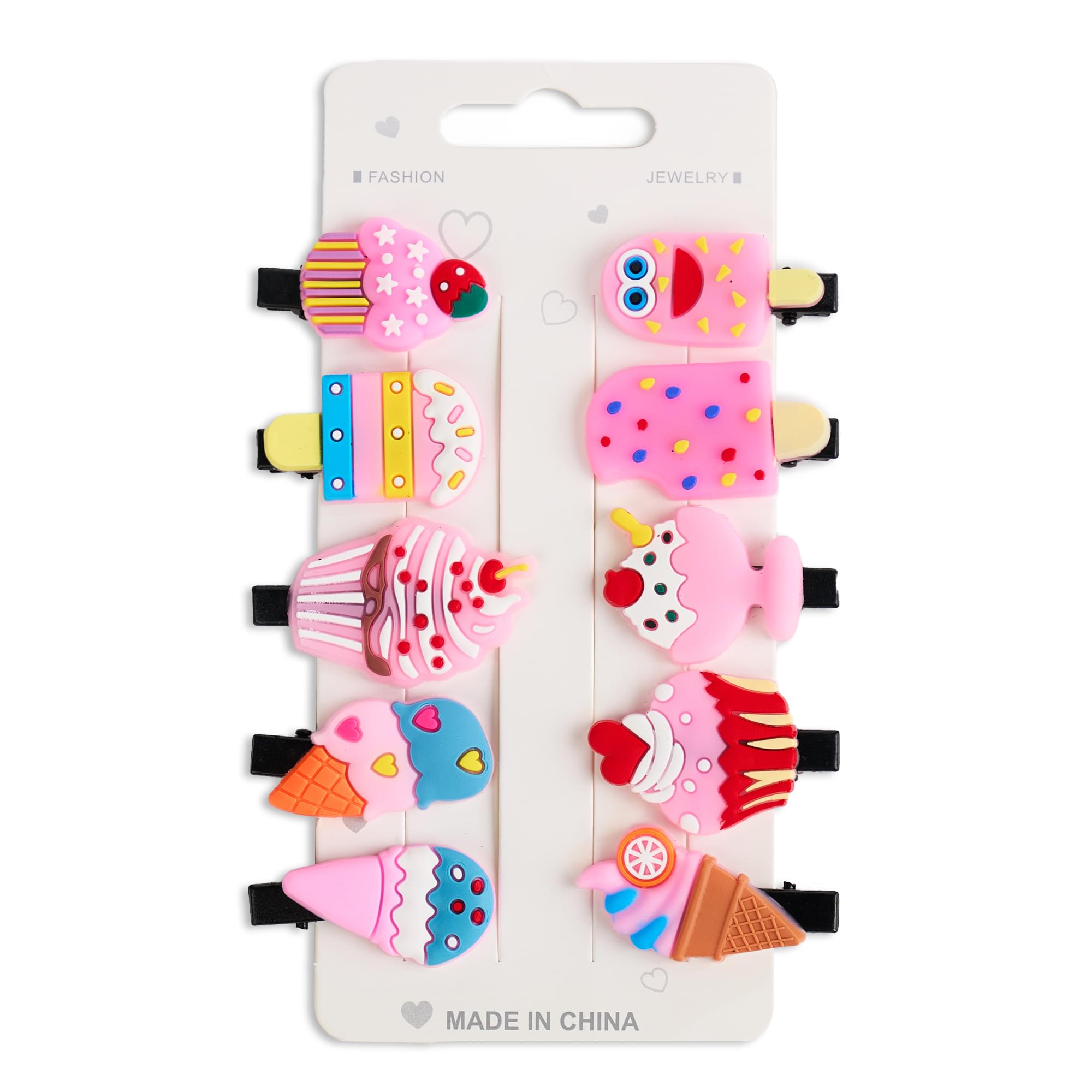 Set accesorii par pentru fetite, tip clame, set 10 bucati, modele vesele, onuvio® - h05-3