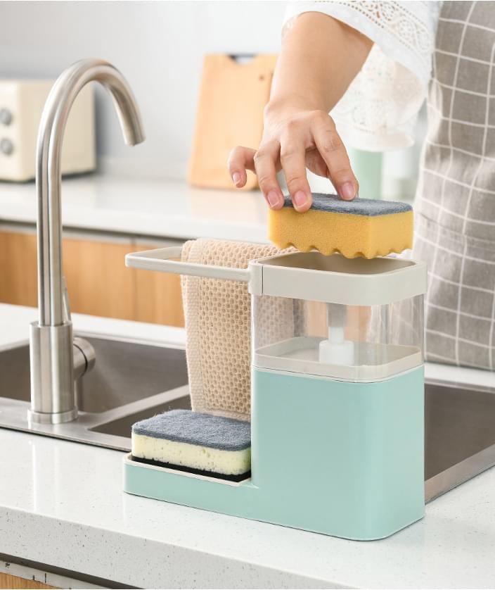 Suport bucatarie multifunctional pentru detergent vase, burete, laveta si accesorii curatenie vase de bucatarie, pentru chiuveta, onuvio™