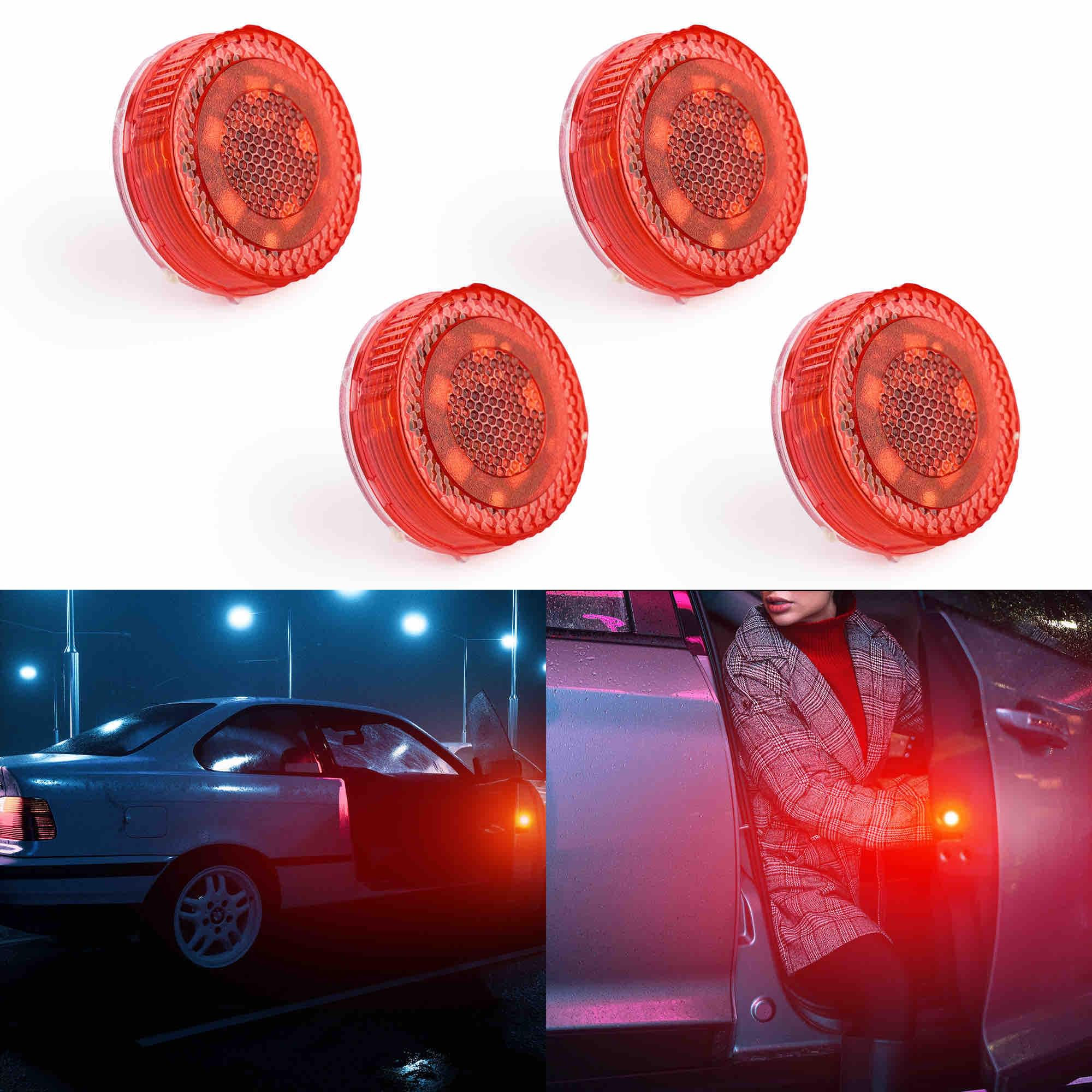 Pachet 4 buc, set lumini cu 5 led-uri auto wireless magnetice pentru semnalizare pericol si usi deschise, onuvio® - rosu