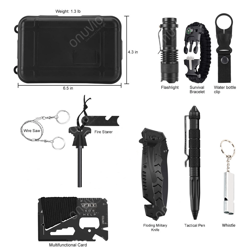 Kit supravietuire, trusa tactica 9 in 1, pentru camping, drumetie, outdoor, pescuit, vanatoare, onuvio®