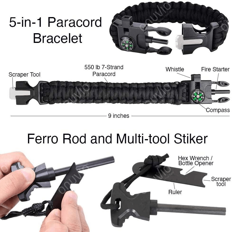 Kit supravietuire, trusa tactica 9 in 1, pentru camping, drumetie, outdoor, pescuit, vanatoare, onuvio®