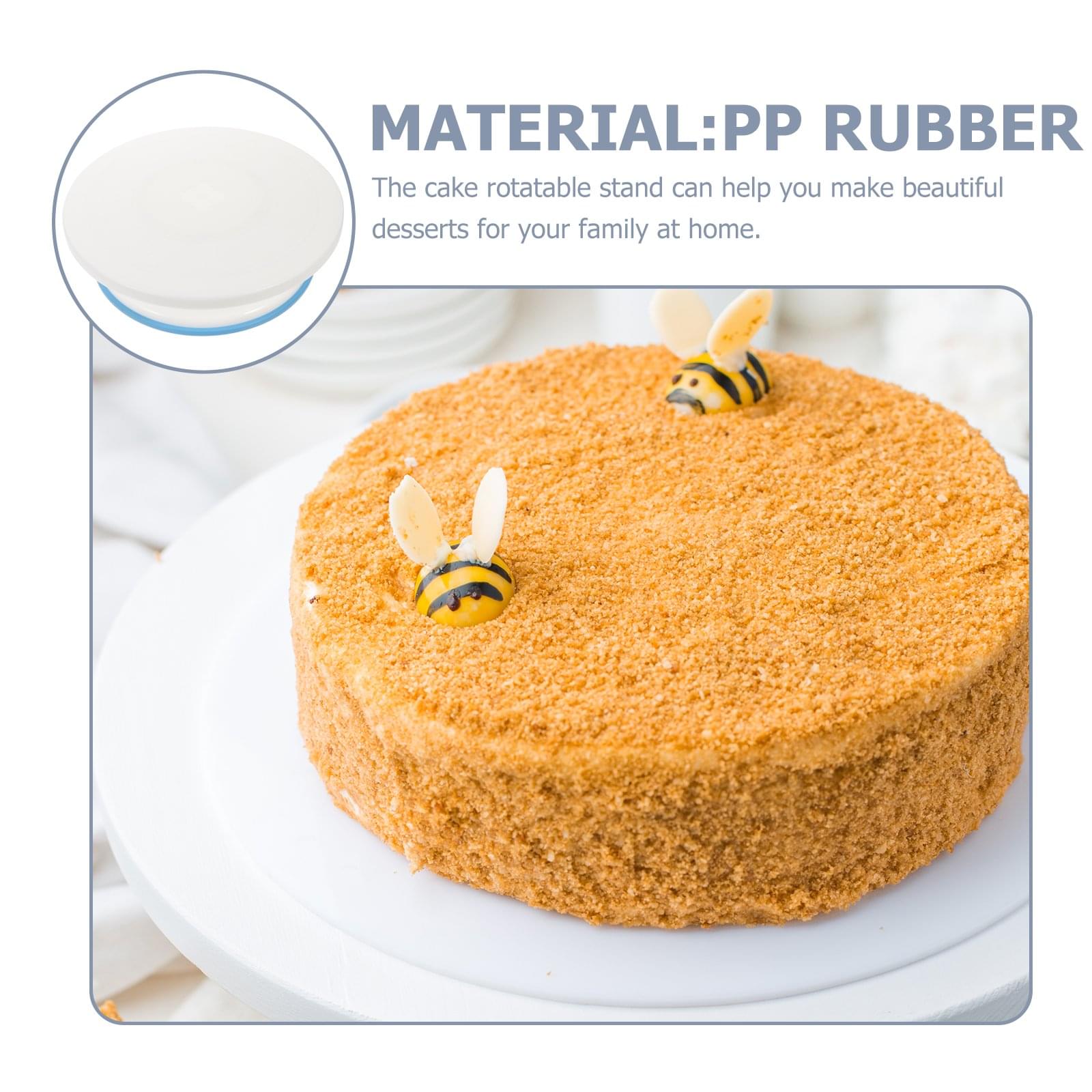 Platou rotativ ornare tort sau prajituri, onuvio®, margine antiderapanta din cauciuc, diametru 23/28cm, inaltime 7cm, alb