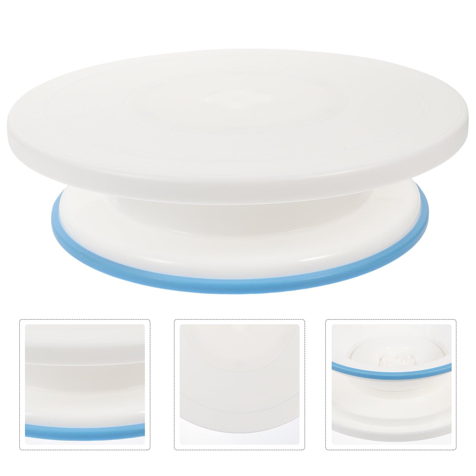 Platou rotativ ornare tort sau prajituri, onuvio®, margine antiderapanta din cauciuc, diametru 23/28cm, inaltime 7cm, alb