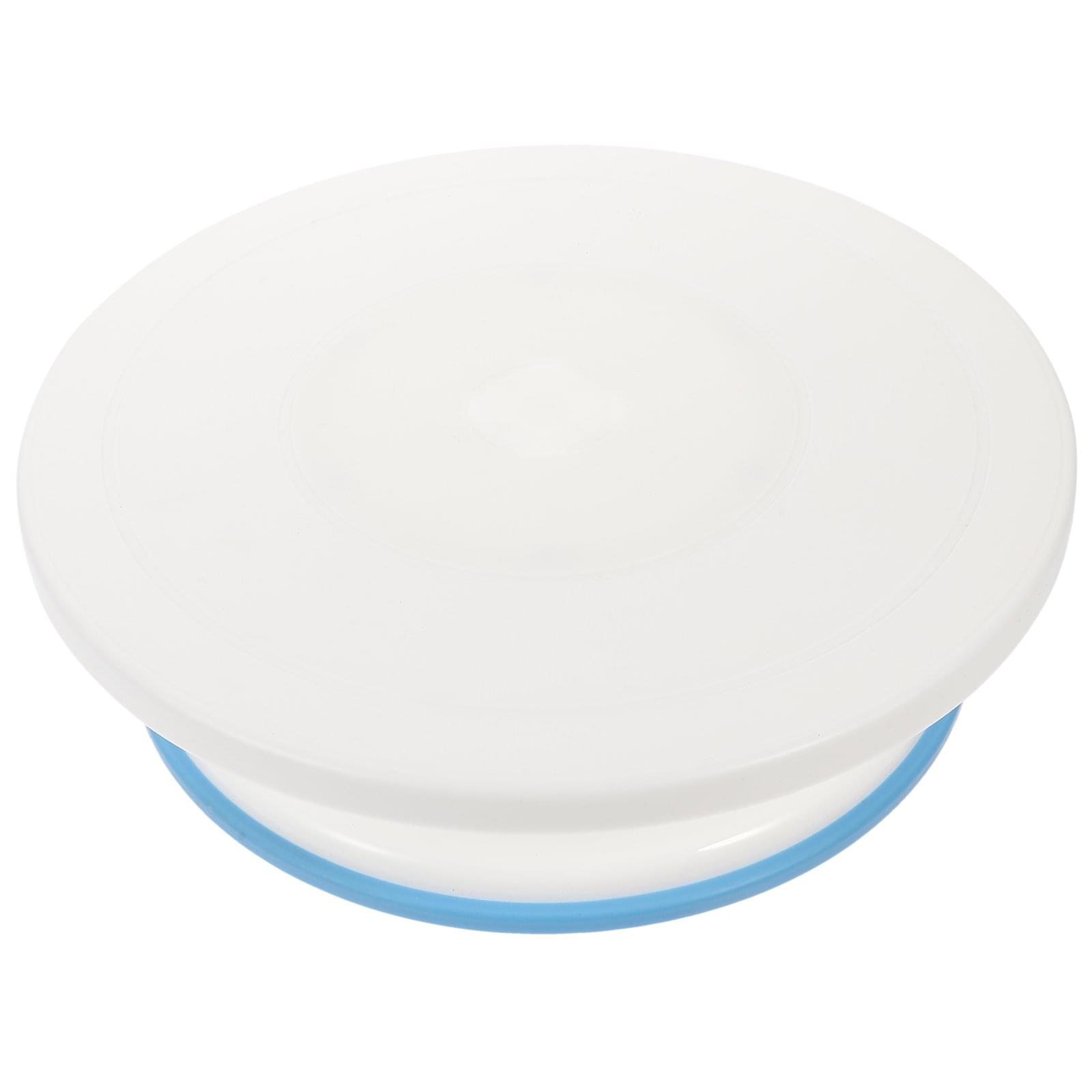 Platou rotativ ornare tort sau prajituri, onuvio®, margine antiderapanta din cauciuc, diametru 23/28cm, inaltime 7cm, alb