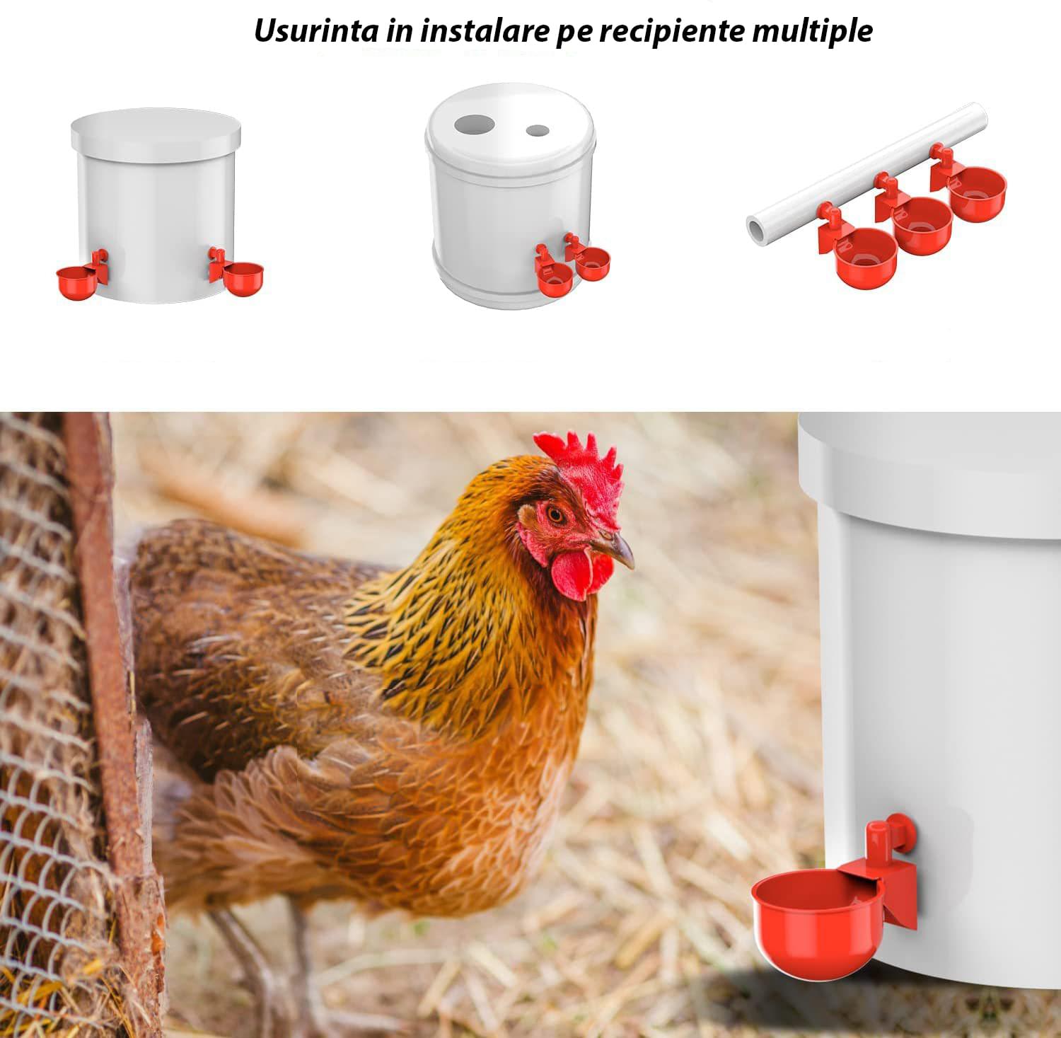 Set de 9 adapatoare automate pentru pasari mici de curte: rate, gaste, bibilici, pui, gaini si curci - inclusiv spiral de gaurire 9mm pentru montaj, onuvio®