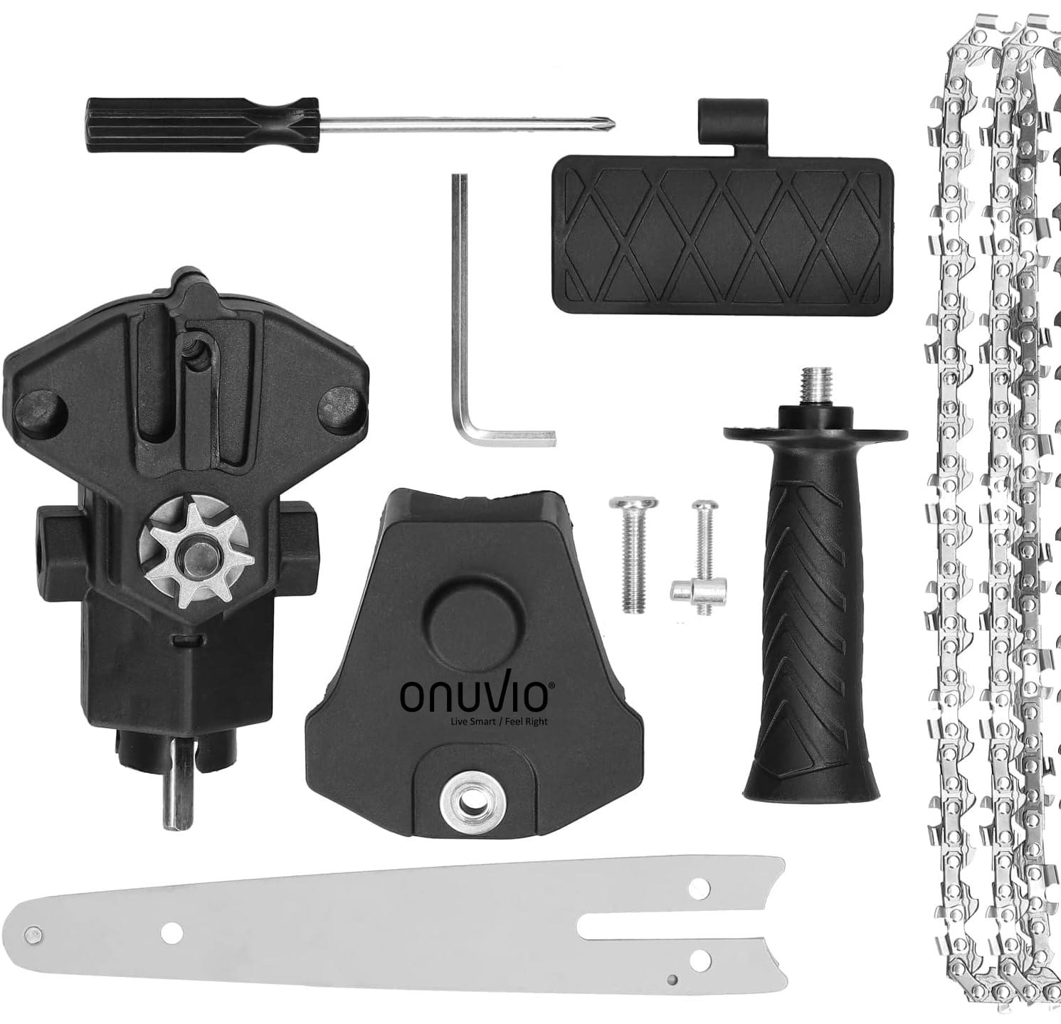 Adaptor tip minifierastrau electric,  drujba pentru bormasina, multifunctional, portabil, cu 2 lanturi 15 cm / 6 inch, onuvio® 