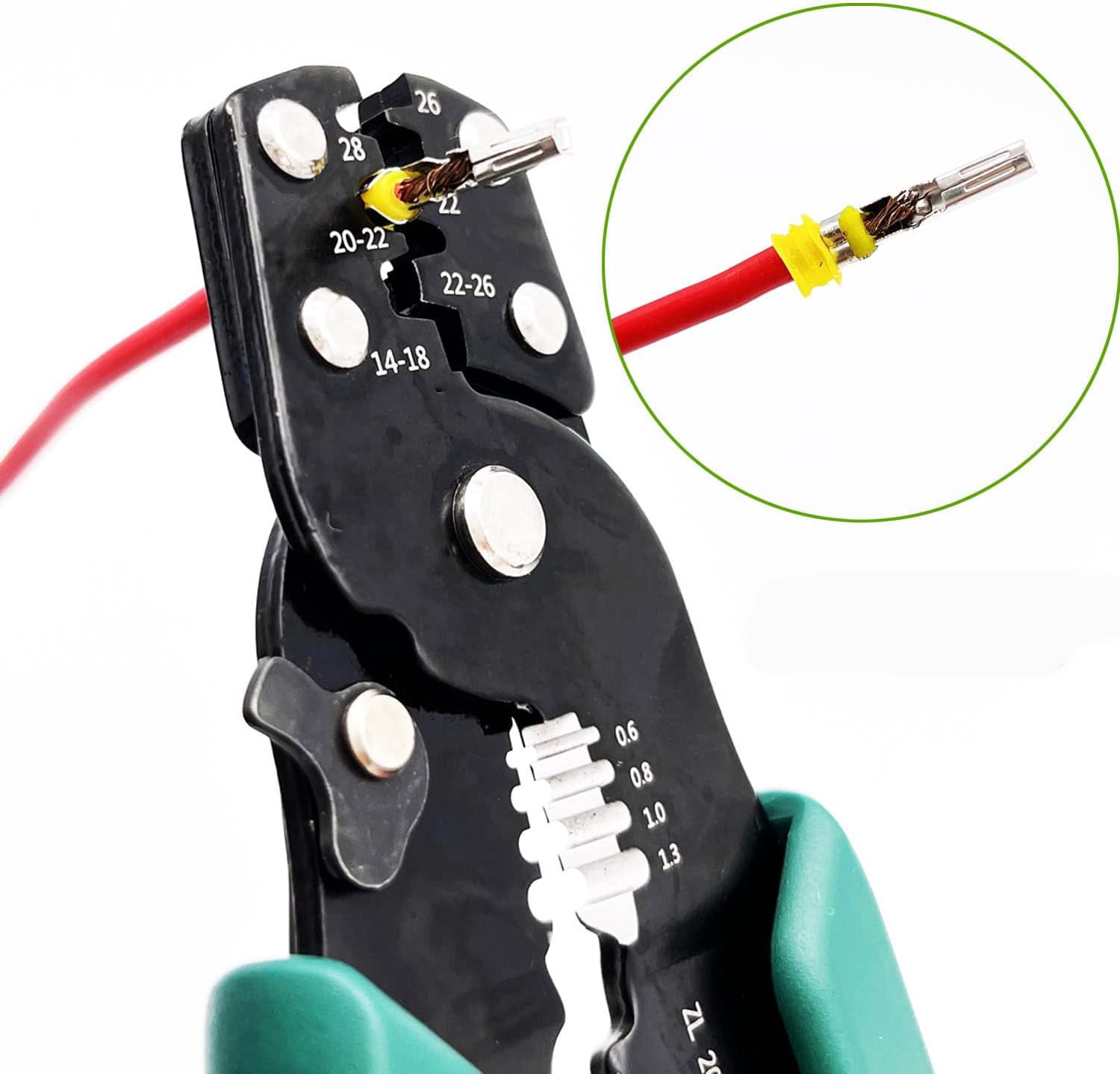 Cleste de sertizat, dezizolat si taiat onuvio®, cu set 260 accesorii capete terminale tip c45 pentru lucrari electrice