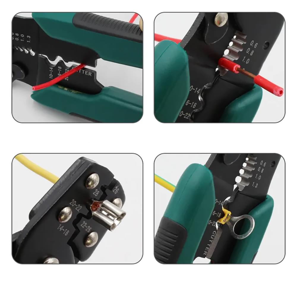 Cleste de sertizat, dezizolat si taiat onuvio®, cu set 260 accesorii capete terminale tip c45 pentru lucrari electrice