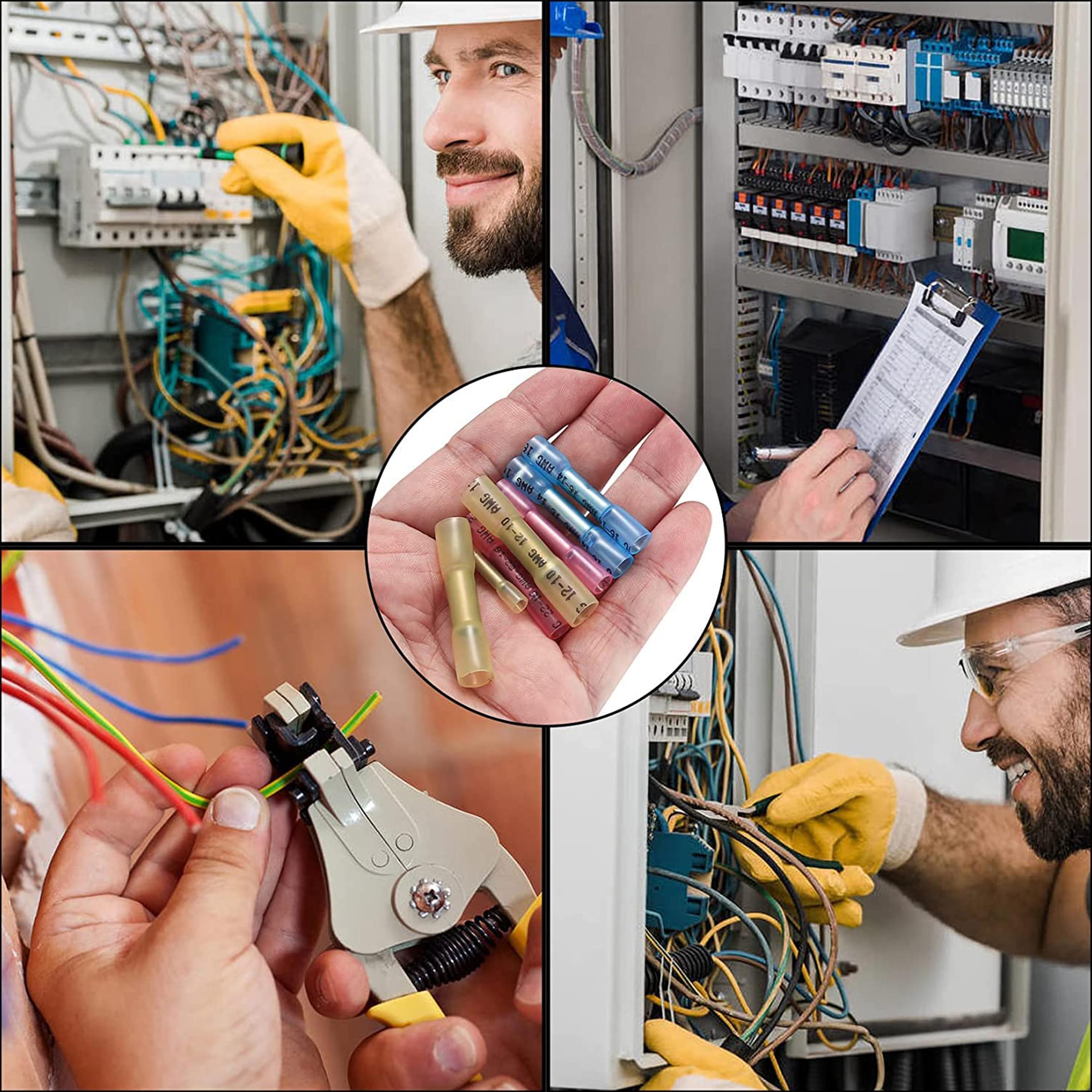 Set conectori termocontractabili din silicon cu adeziv impermeabil, raport contractie 3:1, separator incorporat, etansare impermeabila marina, 200 bucati, onuvio®