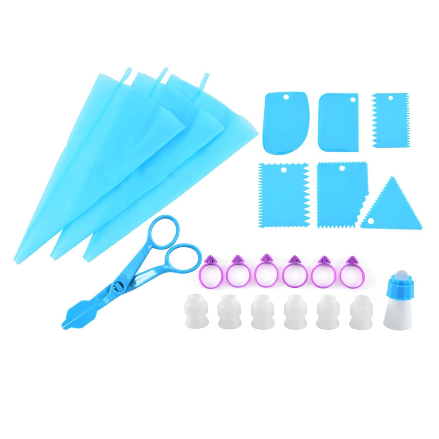 Set platou rotativ pentru patiserie/cofetarie 110 piese, duze pentru ornat si taietor blat, onuvio™ gea