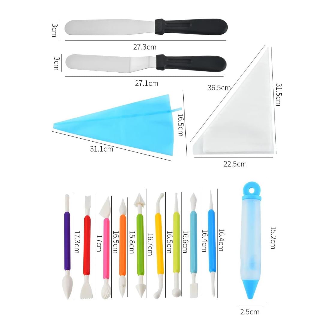 Set platou rotativ pentru patiserie/cofetarie 110 piese, duze pentru ornat si taietor blat, onuvio™ gea