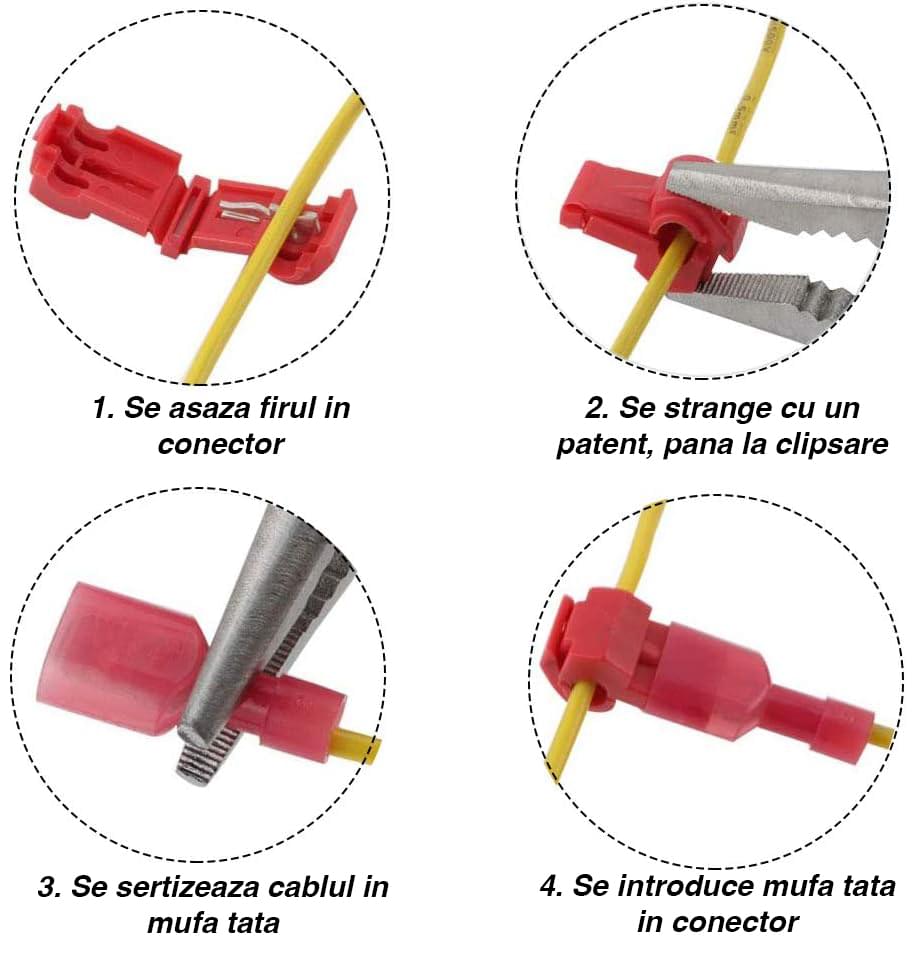 Set conectori tip t pe cablu 120 bucati,  conectare rapida fara taierea firelor originale, ideal pentru auto-moto, ambarcatiuni, proiecte diy - onuvio®