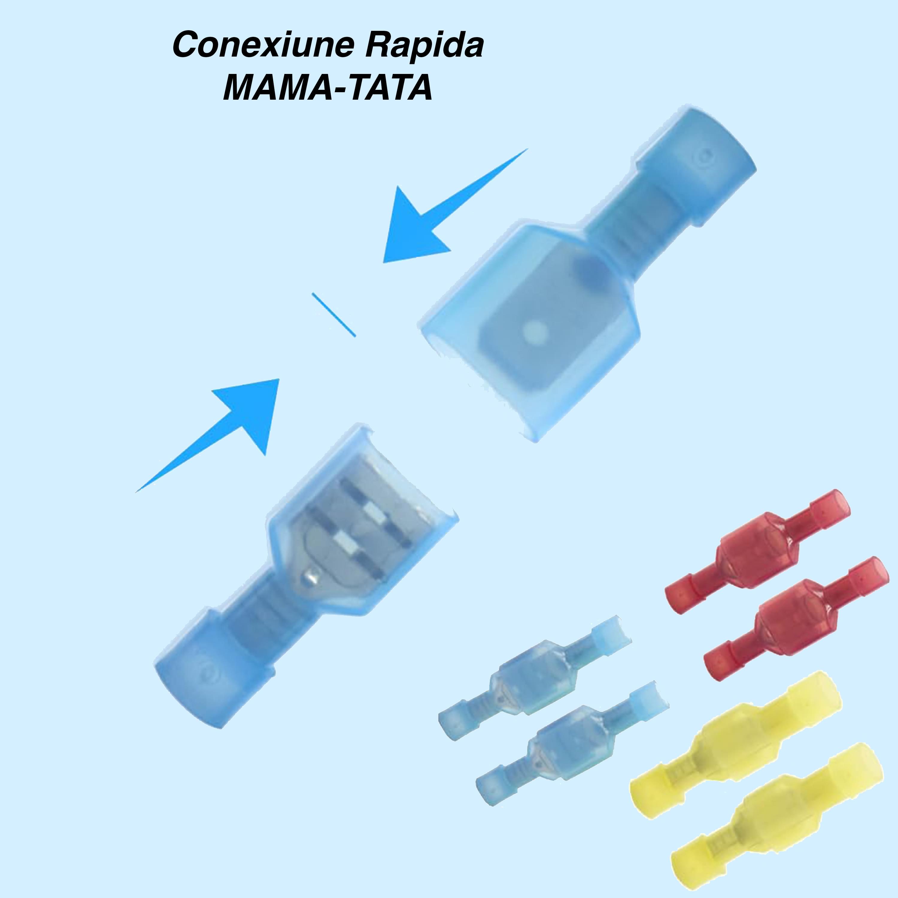 Set 160 bucati papuci electrici profesional onuvio®, conectori de capat mama-tata pentru cabluri electrice, invelis naylon, terminali din alama - ideal pentru auto, ambarcatiuni, proiecte diy