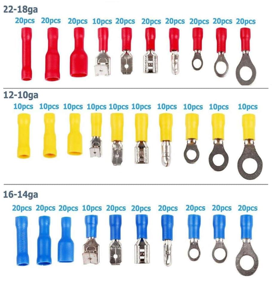 Set 480 bucati conectori electrici izolati onuvio®, compatibili cleste sertizare, diferite modele tip mama-tata, cutie compartimentata, ideal pentru auto, ambarcatiuni, electronice, proiecte diy