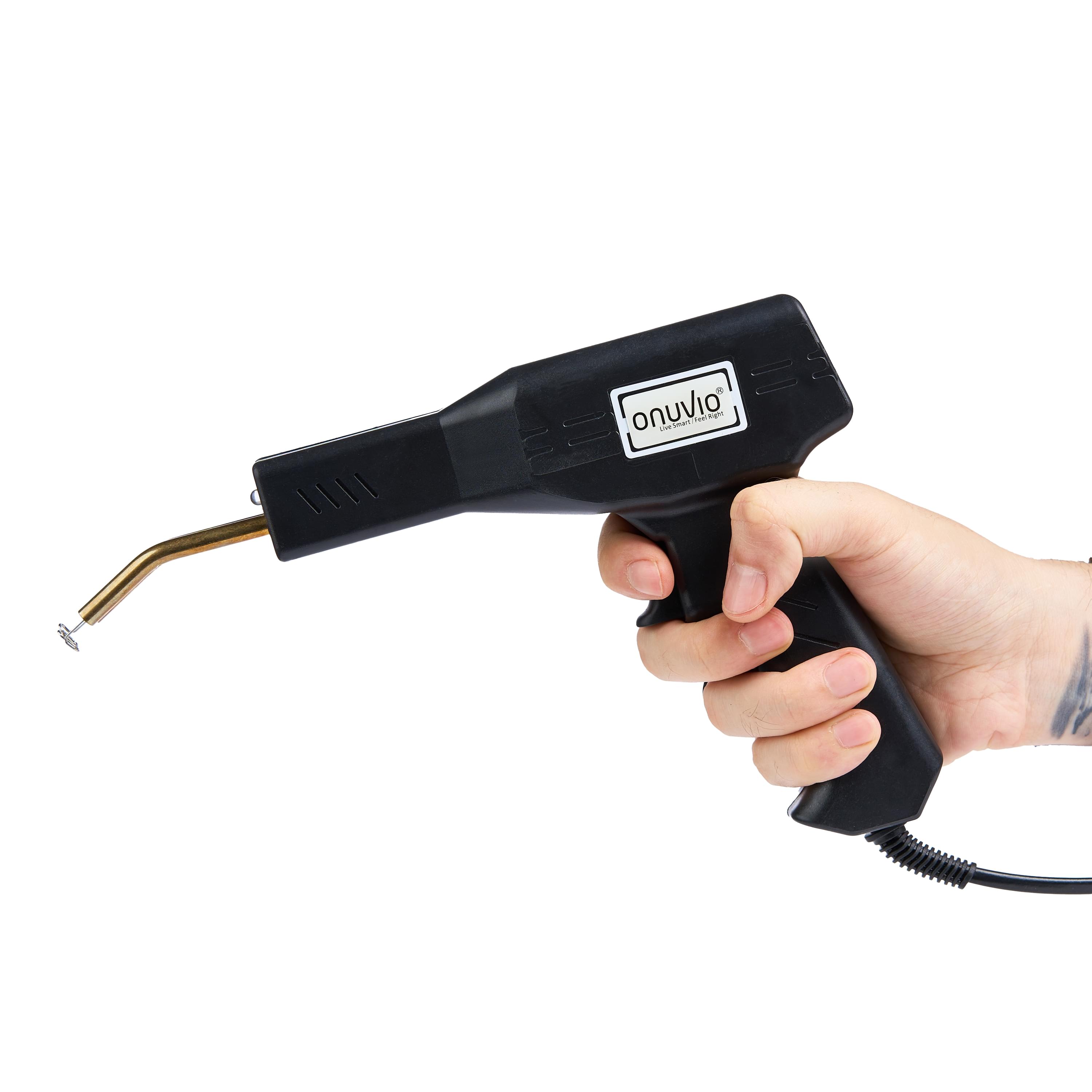 Set pistol 50w și capse pentru lipit plastic onuvio™, trusa pentru sudat plastic, kit pentru repararea fisurilor din plastic, 200 capse incluse, fara cutie transport - negru carbune