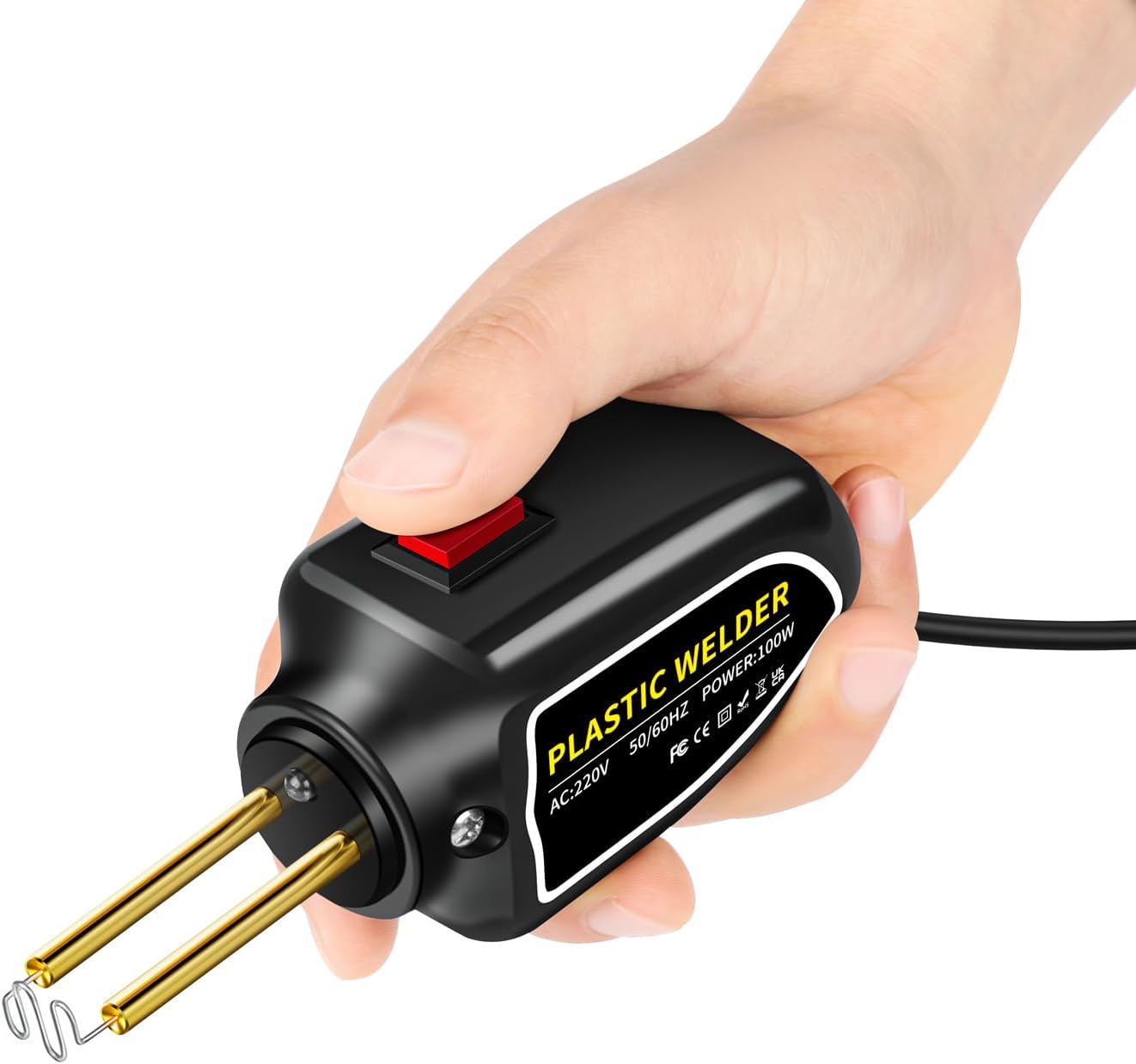 Set pistol 100w și capse pentru lipit plastic onuvio™, trusa pentru sudat plastic, kit pentru repararea fisurilor din plastic pentru bare auto, 200 capse si geanta transport inclusa