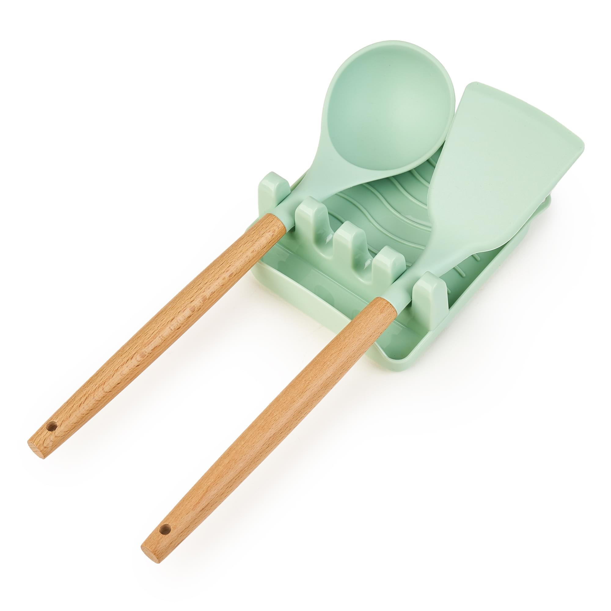 Suport ustensile bucatarie din plastic lucios - organizator modern si ergonomic pentru blat, ideal pentru mentinerea curateniei si accesibilitatii