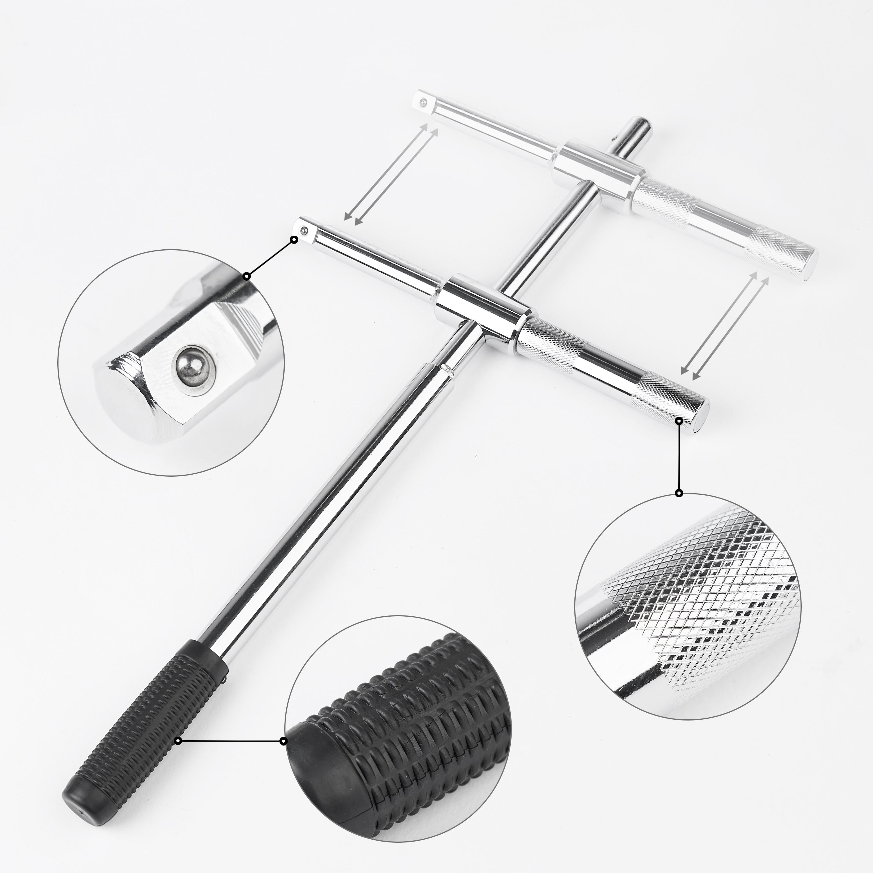 Coarba / cheie de roti universala onuvio cu set de tubulare si cutie transport pentru piulite de anvelope cu dimensiuni de 17/19 mm si 21/23 mm, parghie lunga, rezistenta si retractabila, ideala pentru inlocuirea anvelopelor la auto, furgonete