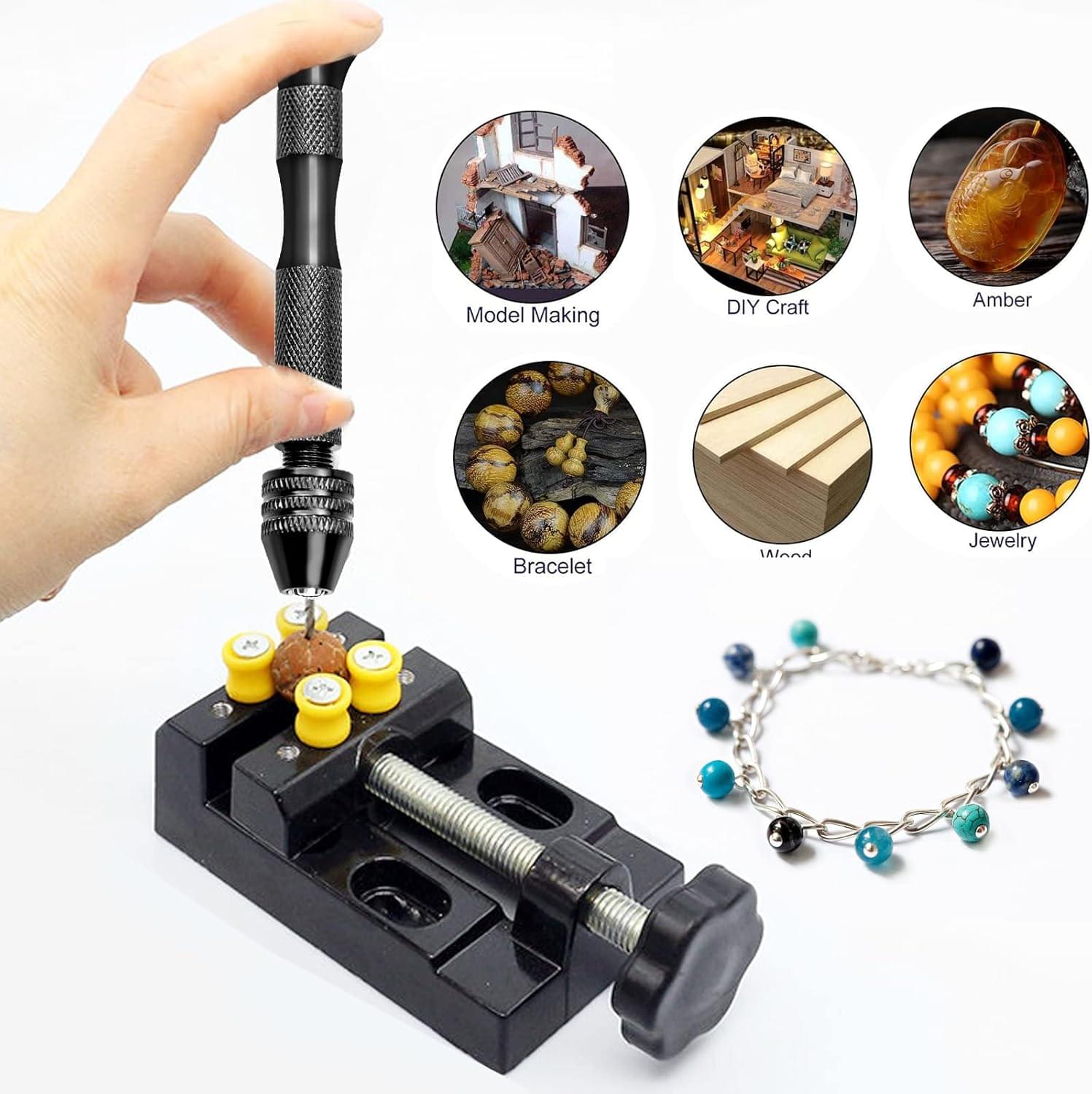 Burghiu manual de precizie onuvio®, 49 de piese, spirale diverse marimi, pentru bijuterii, operatii de finete, tehnice, electrice, hobby si diy
