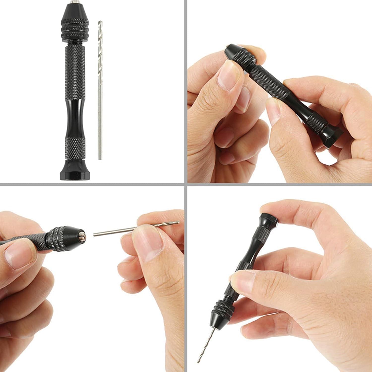 Burghiu manual de precizie onuvio®, 49 de piese, spirale diverse marimi, pentru bijuterii, operatii de finete, tehnice, electrice, hobby si diy