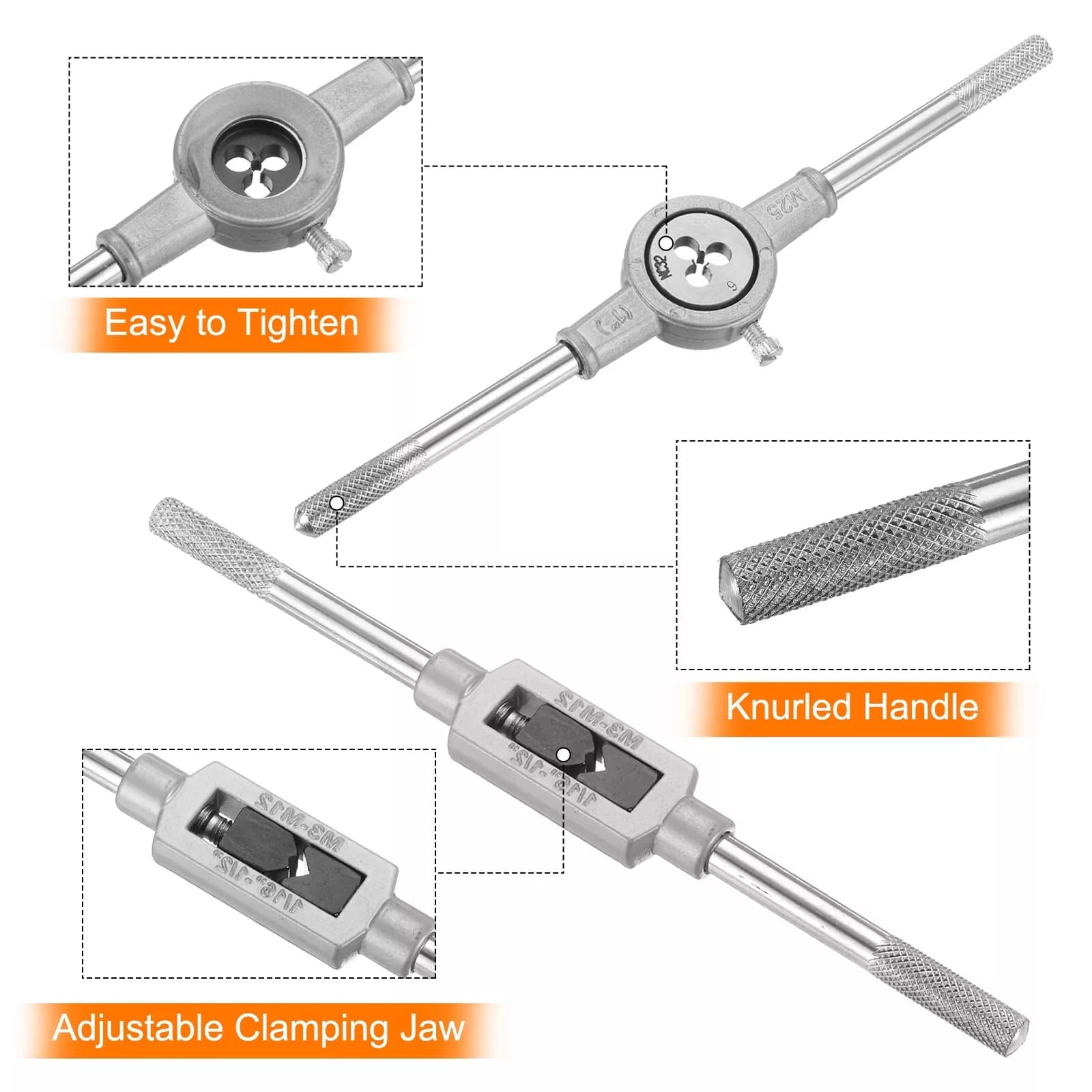 Set 40 de piese tarozi și filiere din oțel aliaj onuvio®, pentru tăierea și formarea filetelor, inclusiv Șubler pentru verificarea filetelor metric - ideal pentru mecanica și proiecte diy