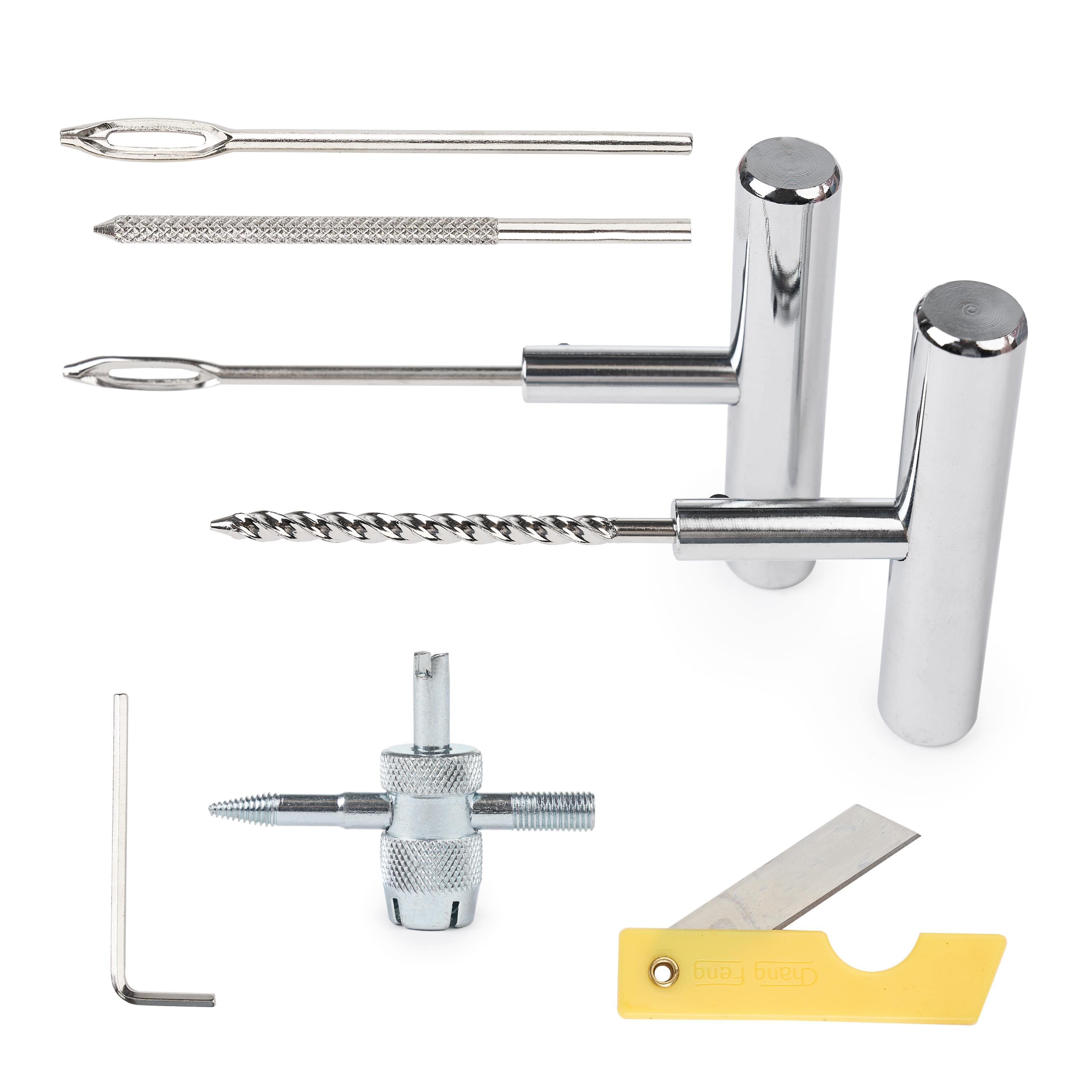 Kit vulcanizare pentru reparatie pana anvelope, onuvio®, 28 piese, snur cauciuc reparare pana anvelope tubeless, maner metalic si cutie depozitare si tansport, portabil